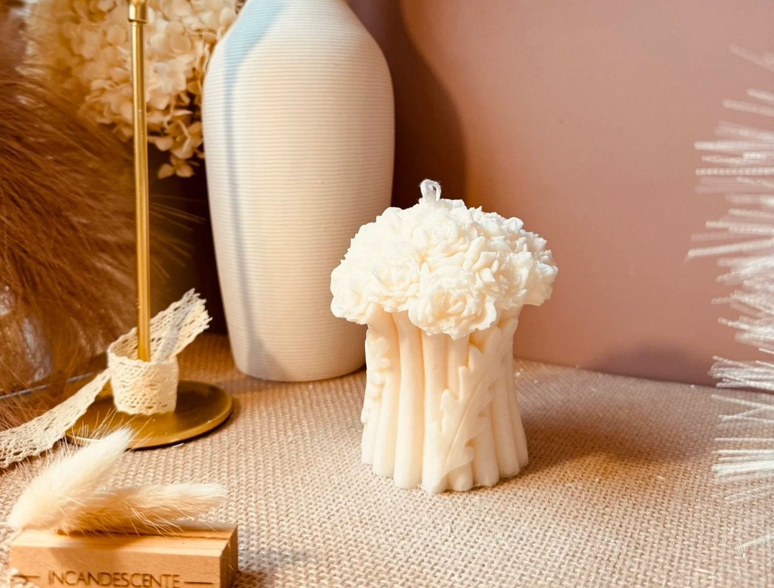 Bougie bouquet en cire