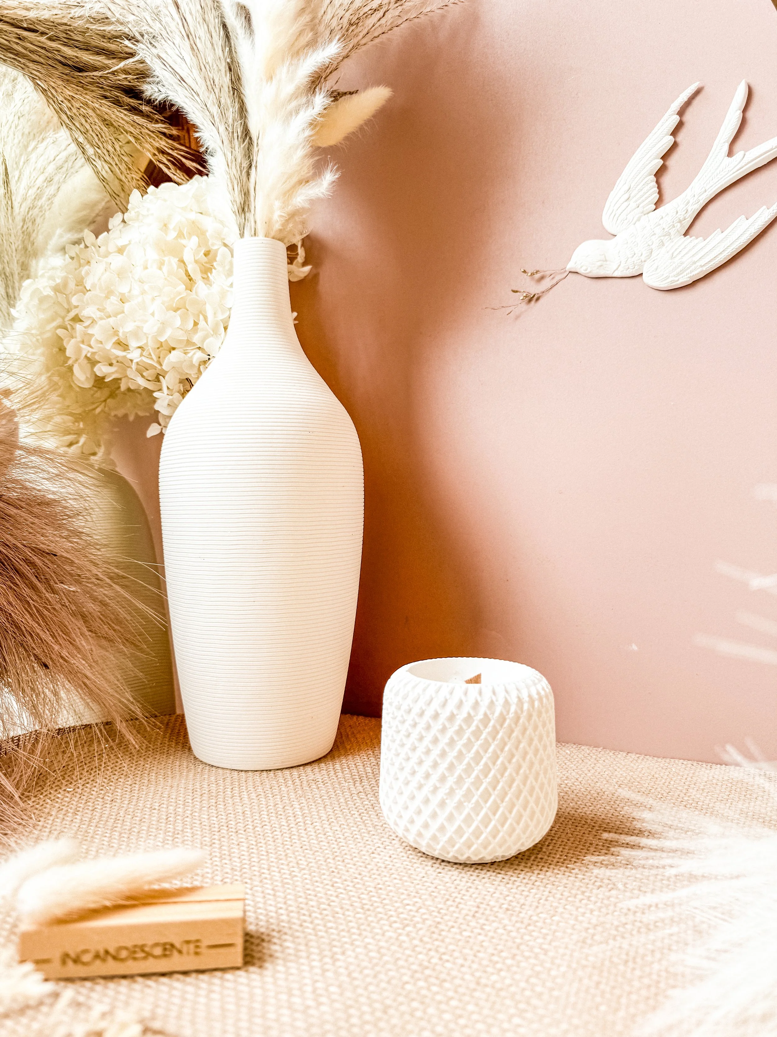 Bougie quadrillé en plâtre