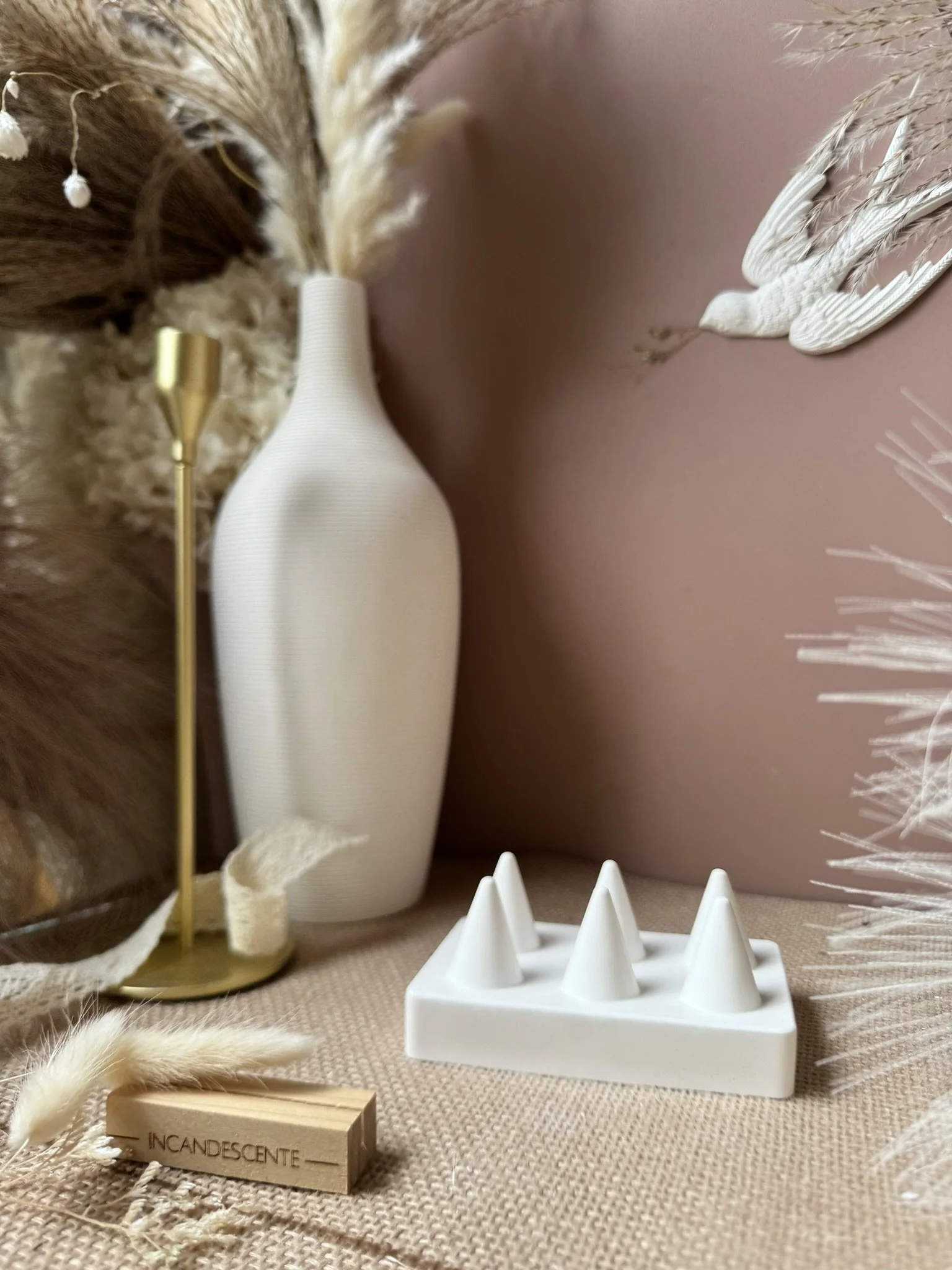 Plateau de rangement bagues en plâtre