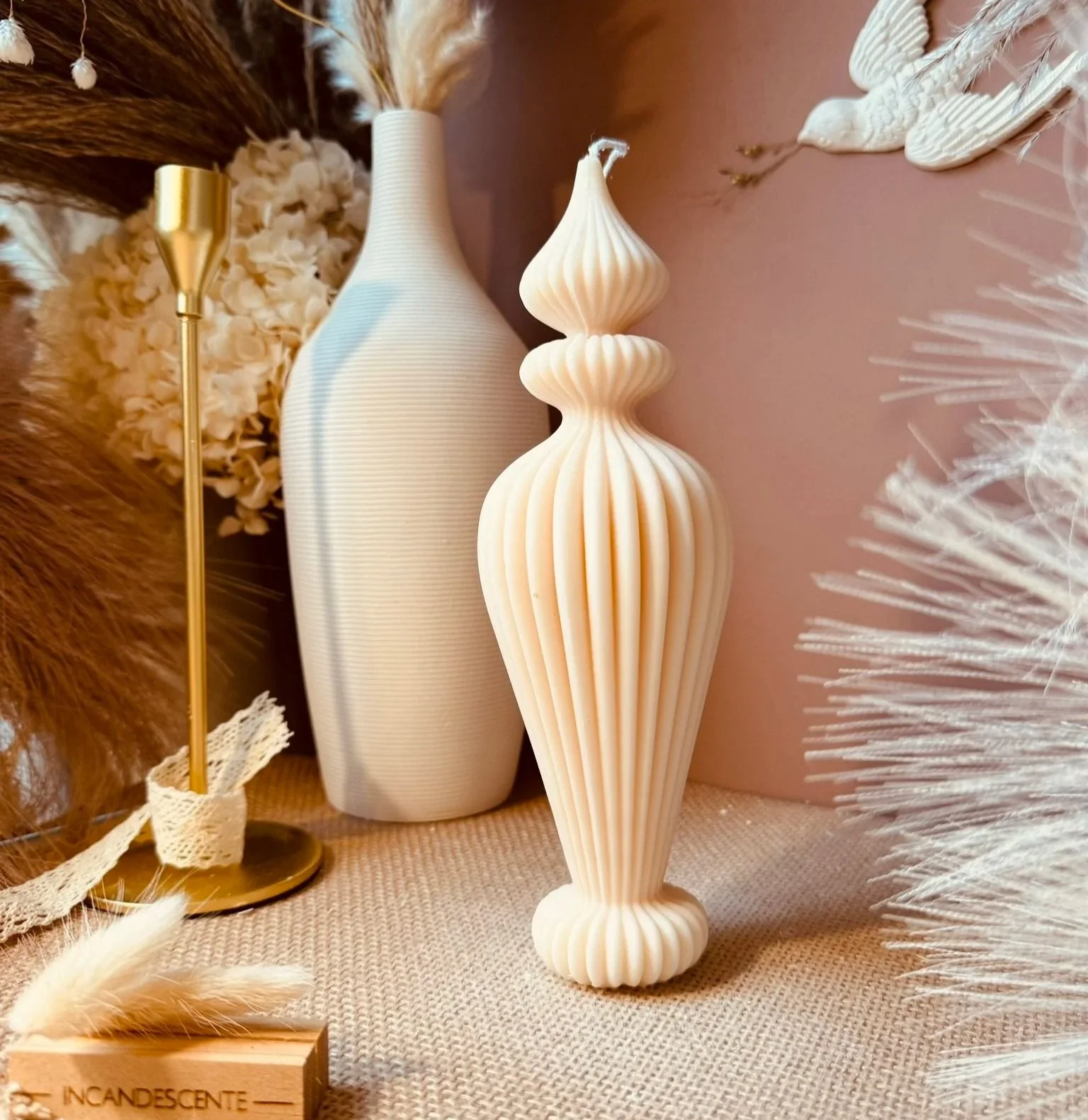 Magnifique bougie structurale  en cire