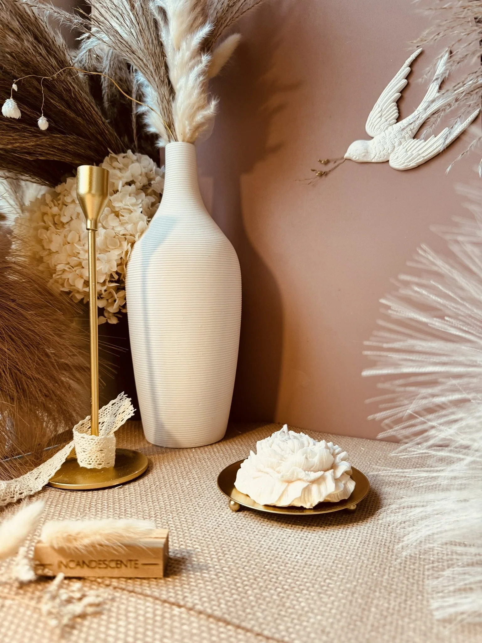 Bougie pivoine en cire