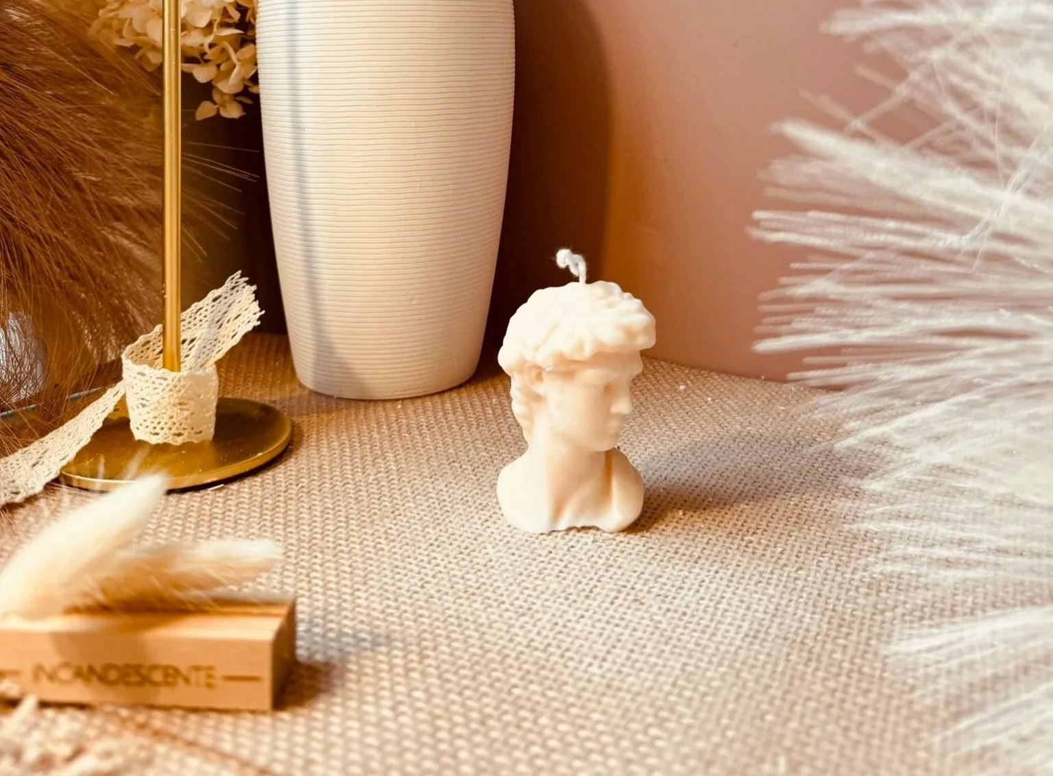 Bougie buste David   en cire