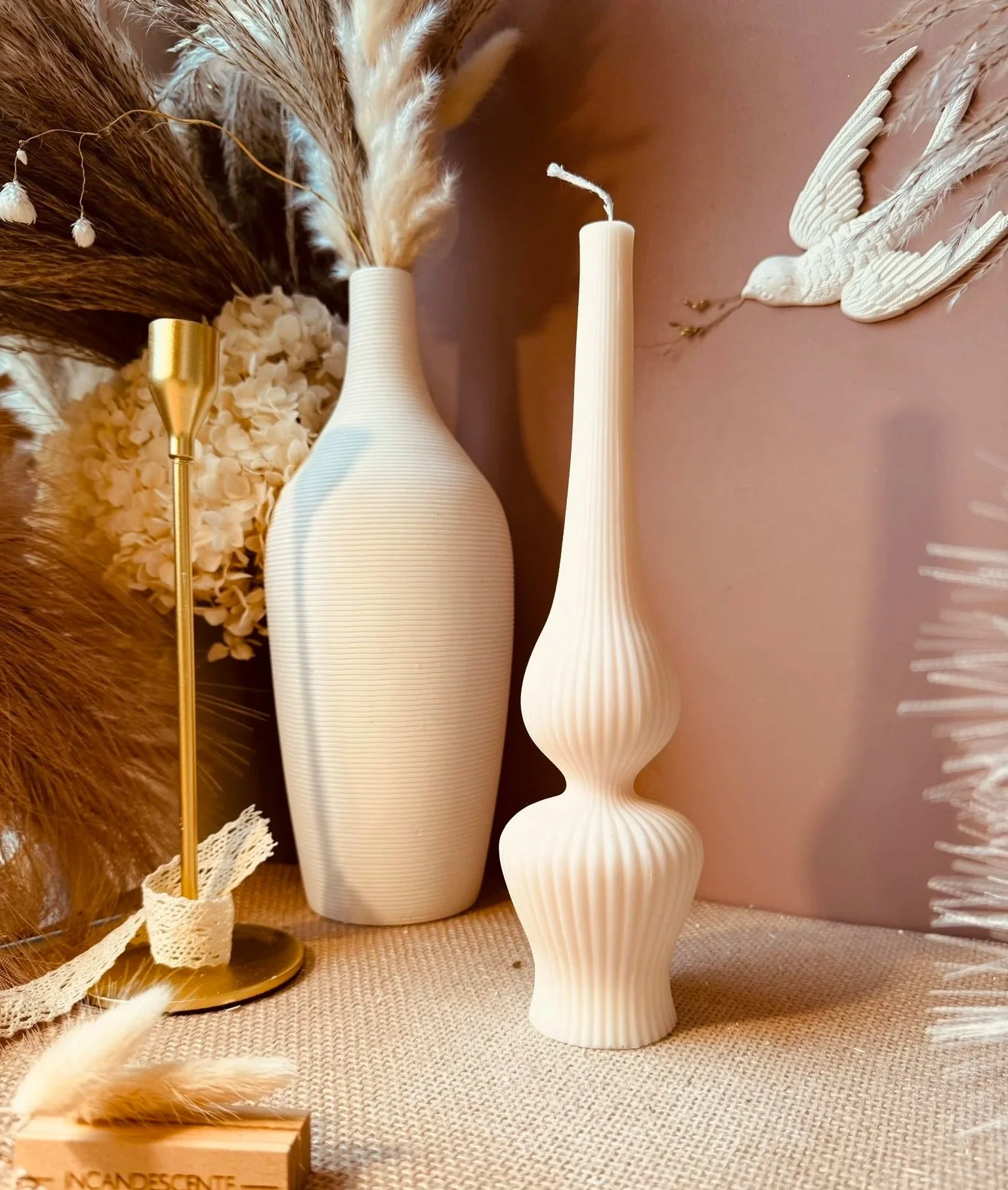 Bougie sculpturale  en cire