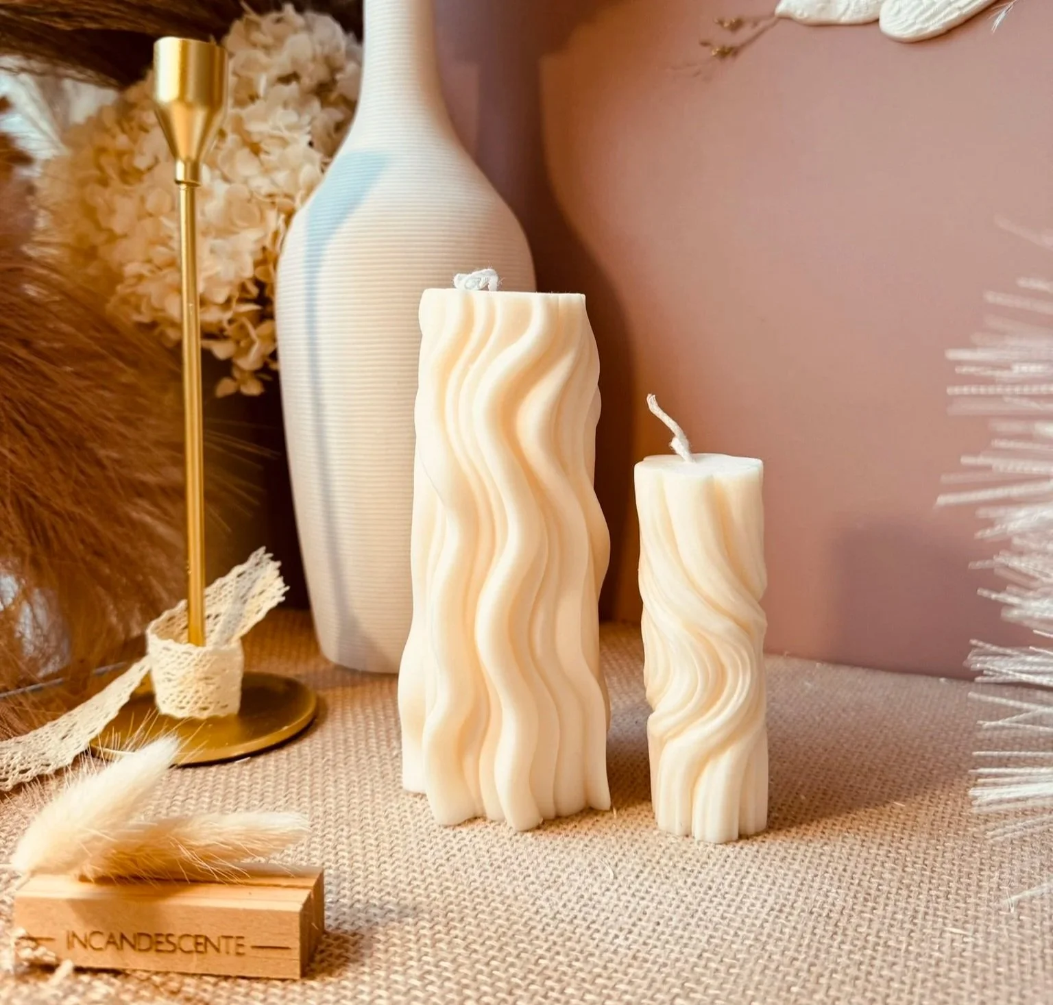 Duo bougie colonne en cire