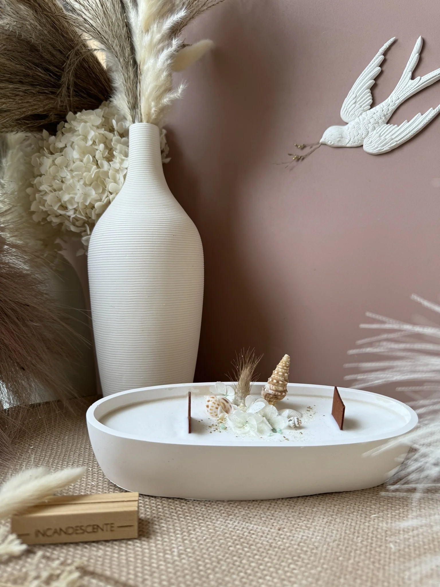 Bougie coupelle ovale contenant en plâtre