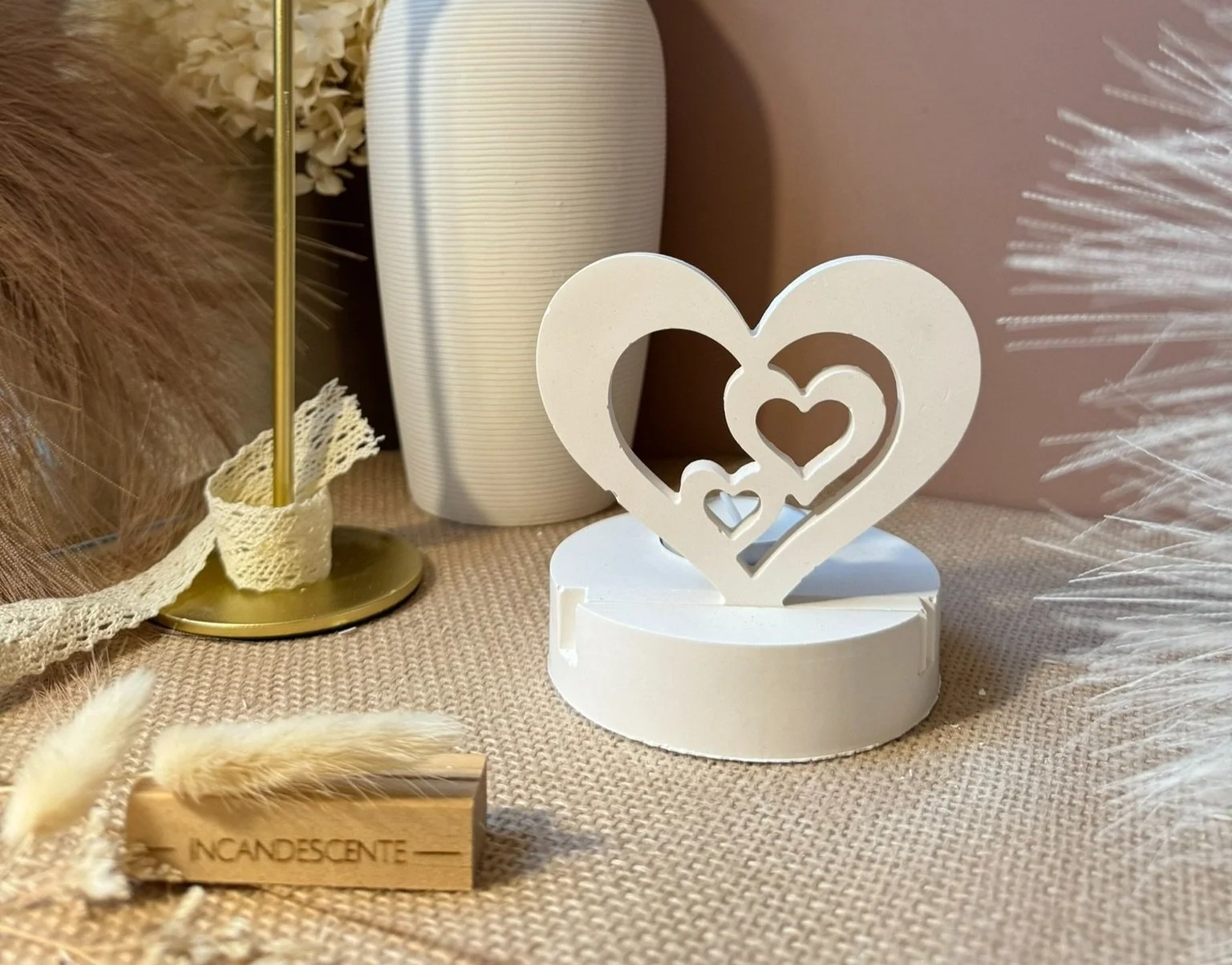 Bougeoir cœur en plâtre