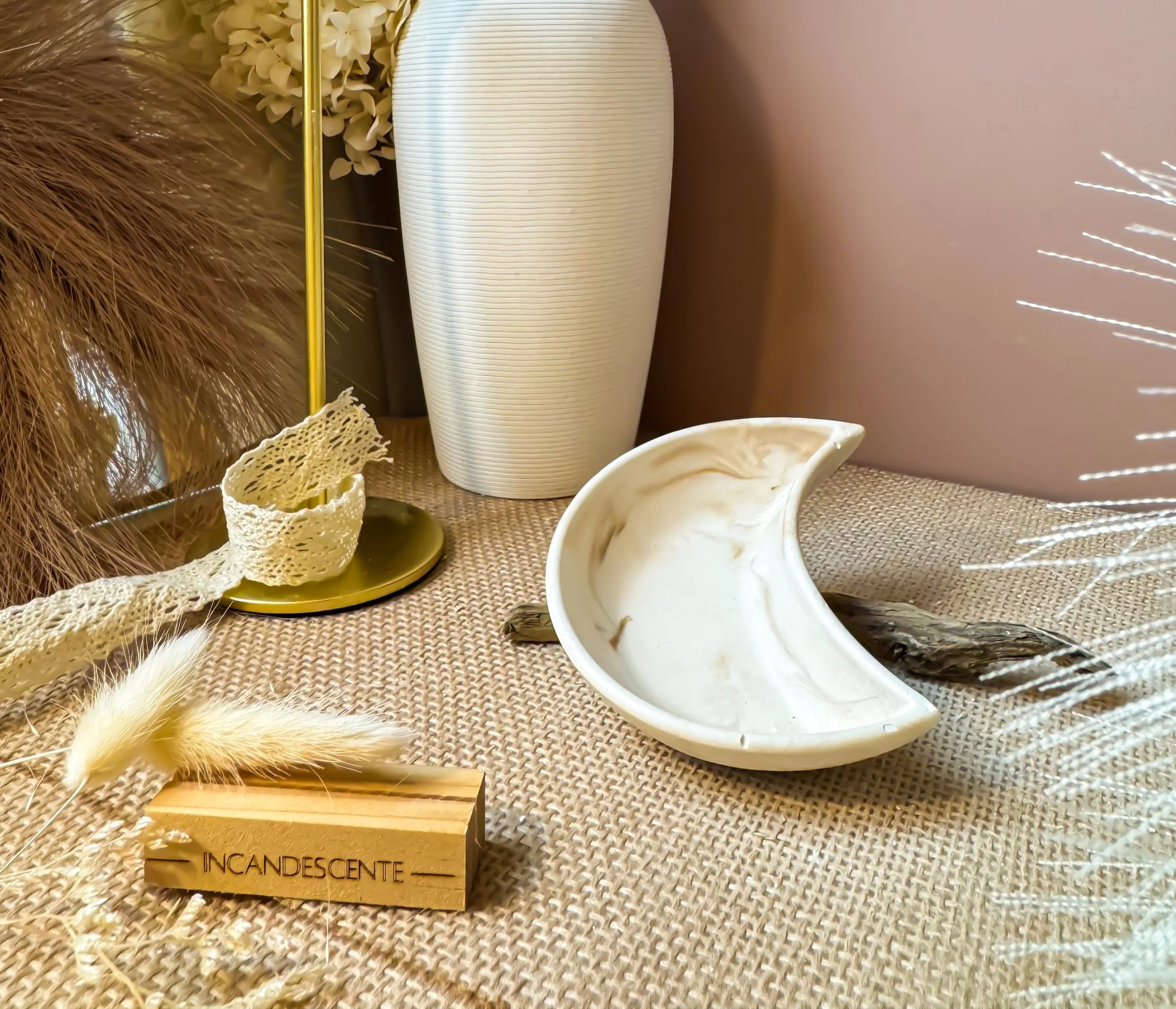 Coupelle marbré lune en plâtre