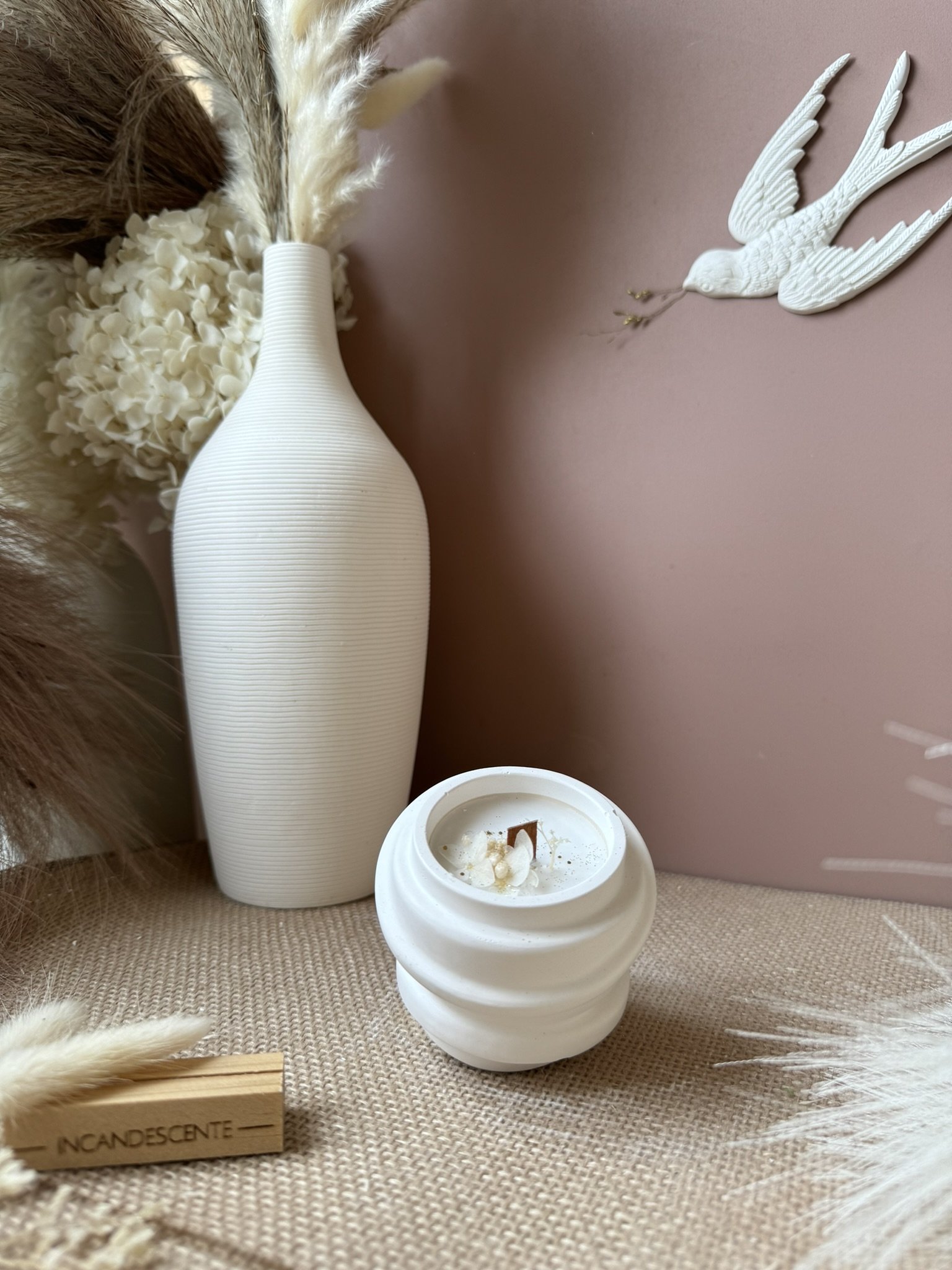 Bougie torsade en plâtre