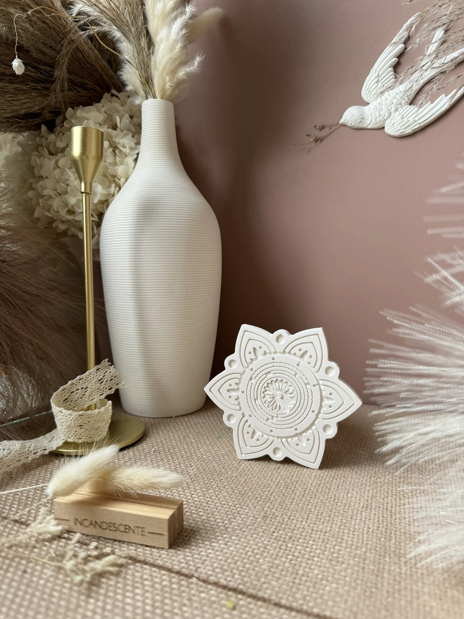 Plateau Etoile mandala  en plâtre