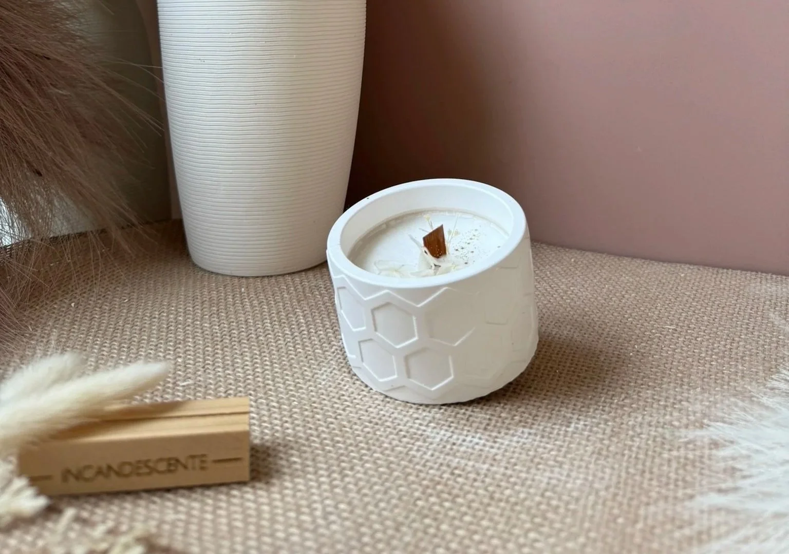 Bougie pot style miel en plâtre