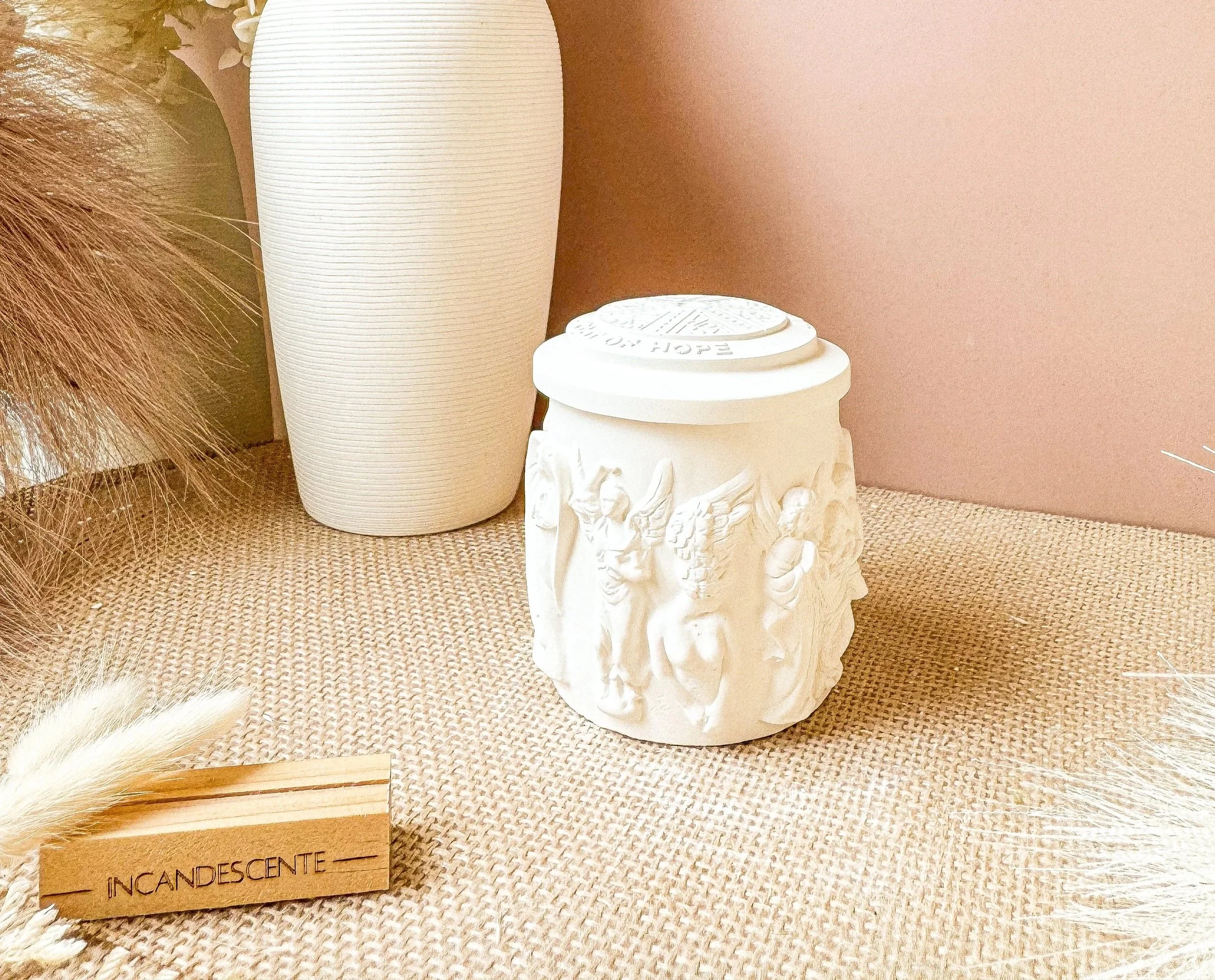 Bougie pot Angel en plâtre
