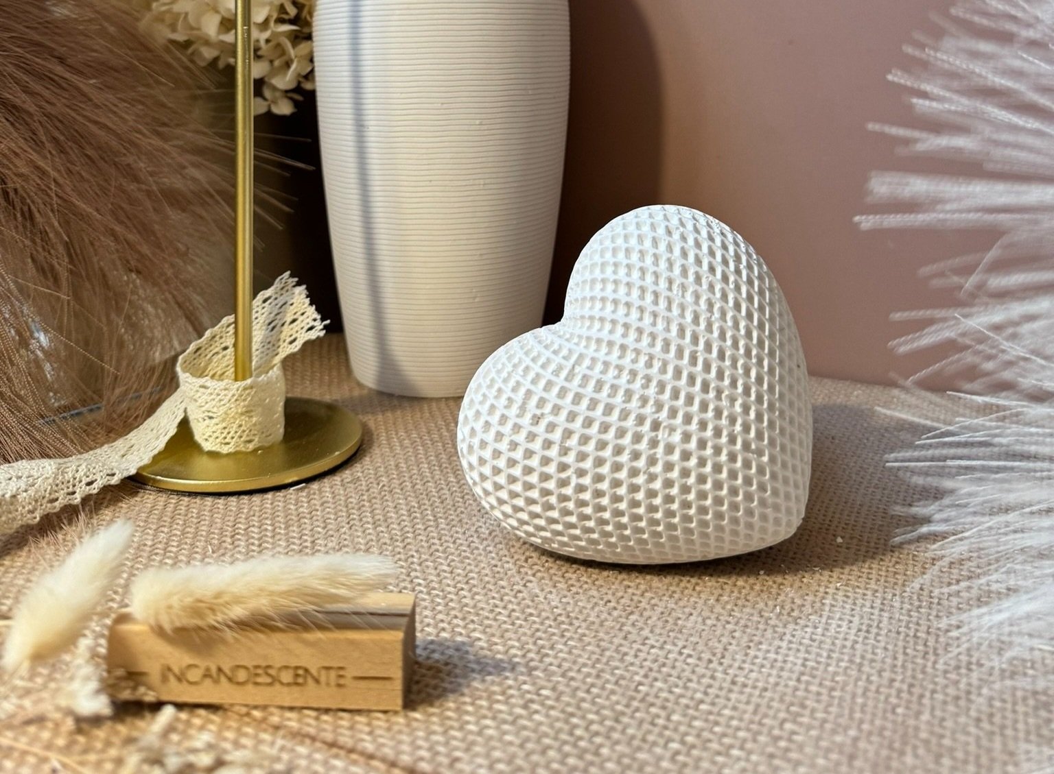 Cœur quadrillage en plâtre