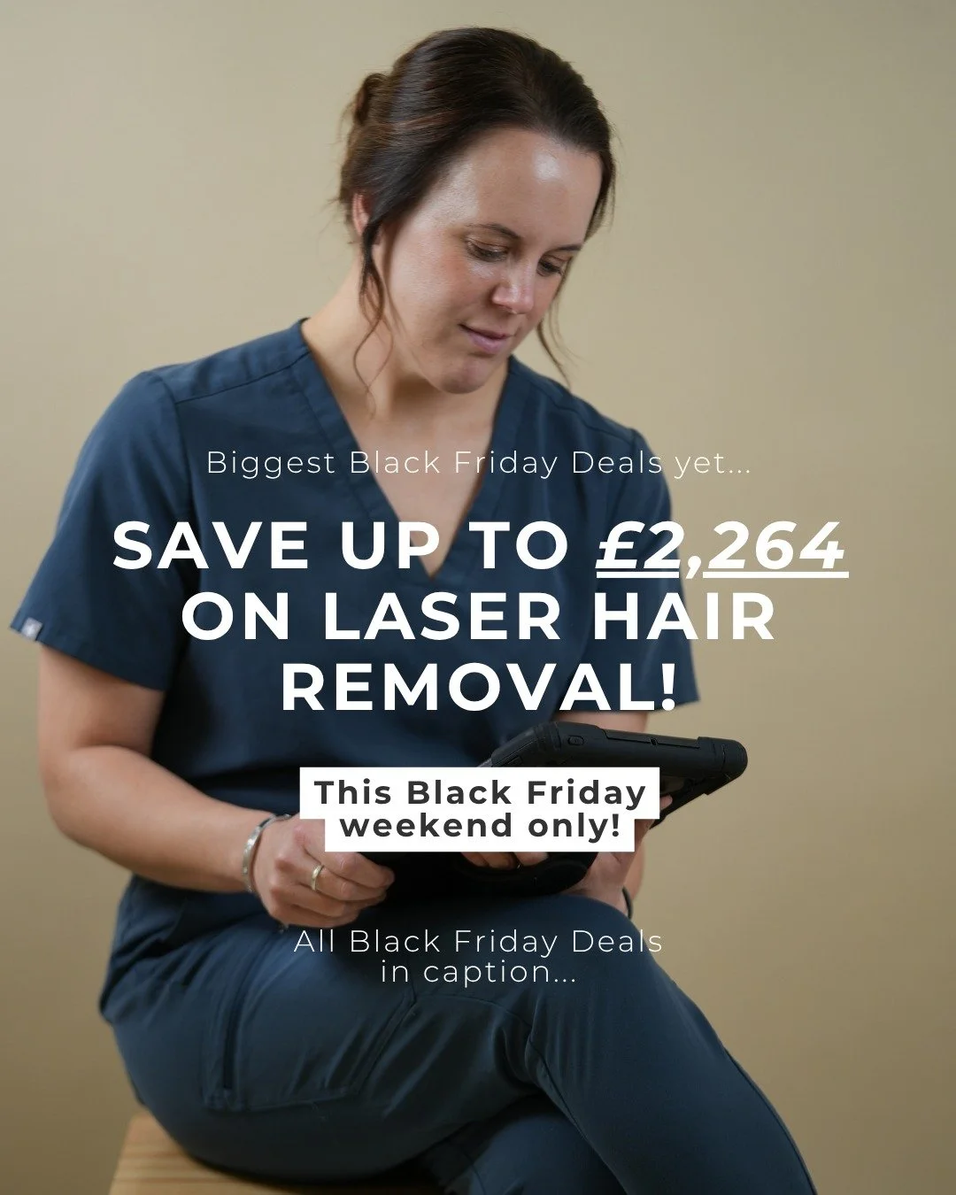 BLACK FRIDAY WEEKEND 

 ➡️6 x full body laser sessions &ndash; &pound;1,000 (Save up to &pound;2,264!)
➡️ 20% off gift vouchers (valid to redeem through Jan&ndash;Feb)
➡️ 20% off Obagi Skincare (valid to redeem through Jan&ndash;Feb)
Ends midnight Mo
