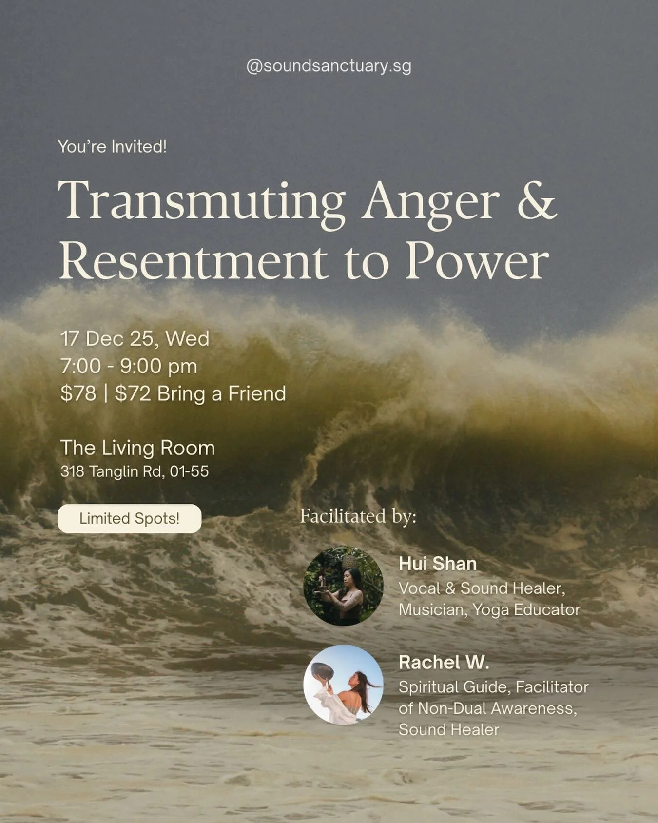 If you&rsquo;ve been feeling easily triggered, overwhelmed, resentful, or stuck in old stories, this evening of healing is for you.

Come join us in a safe and nurturing space to unpack the roots of your anger and resentment, unblock your voice throu