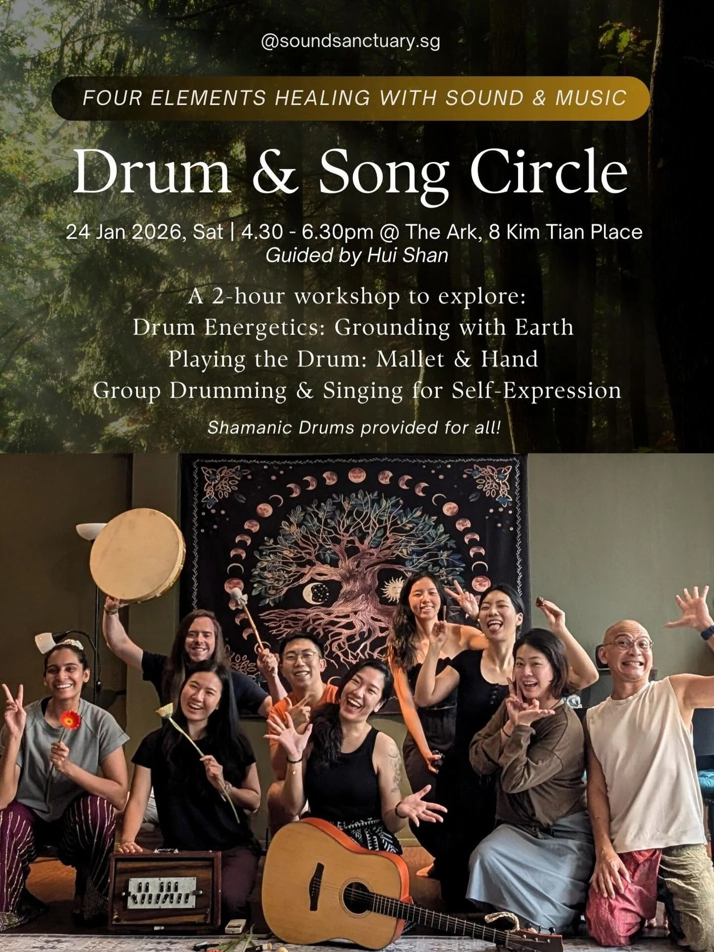 An ancient rhythm, a shared voice, a healing circle. Drum, sing, and reconnect through sound &amp; community.

✨ A 2-Hour Journey into Rhythm, Voice &amp; Community
There is something ancient that awakens when we gather in circle
when hands meet drum