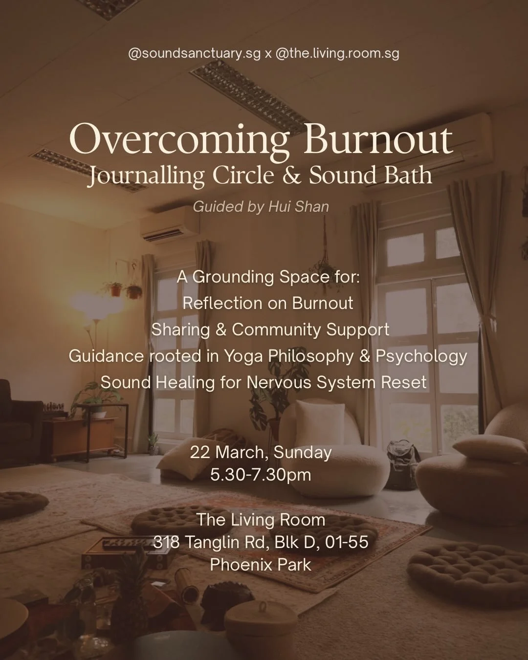 If you&rsquo;ve been feeling heavy with expectations and overwhelm, you&rsquo;re not alone. 

This Sunday, let us make time and space to reflect, share and receive community support, and restore our inner balance with sound healing. 

❤️&zwj;🔥 Overc