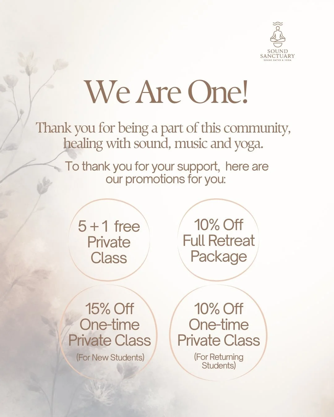 We are one 🤍

What began as an intention to share sound bath and yoga, has become a living, breathing community of healing and 

Thank you for your trust, for showing up, for allowing sound, voice and stillness to hold you. Each sound bath, each mom