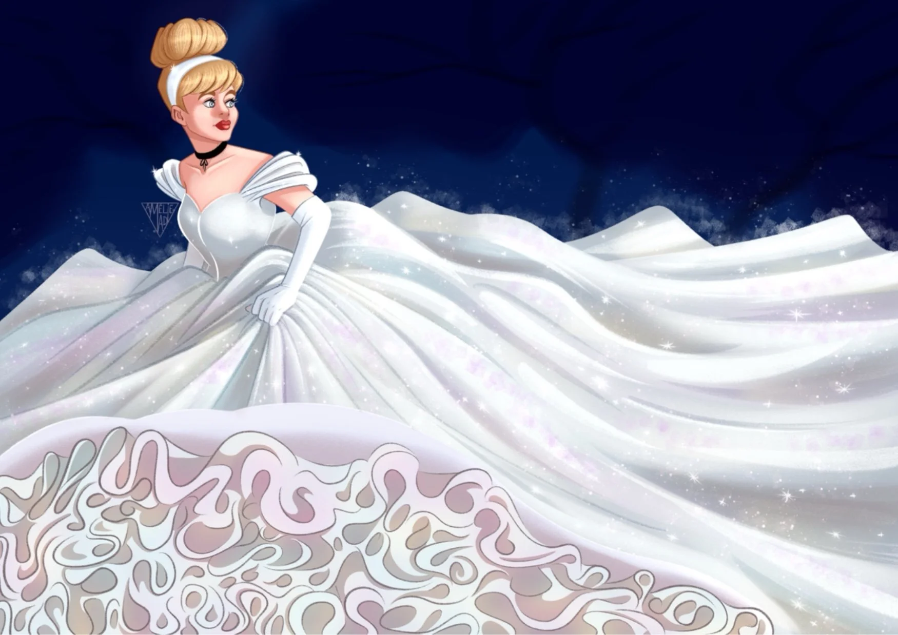 Cendrillon s'enfuyant aux douze coups de minuit