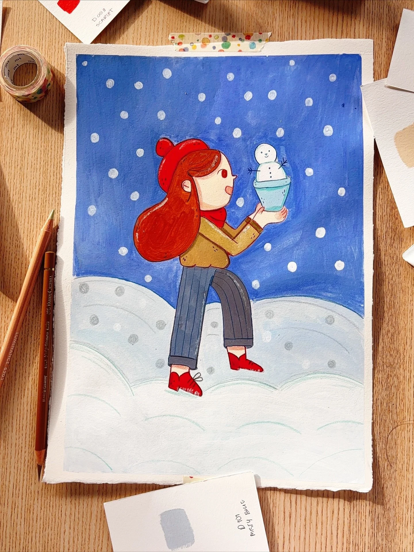 On Friday I really felt like painting with gouache, no doubt it&rsquo;s my favorite medium ❤️