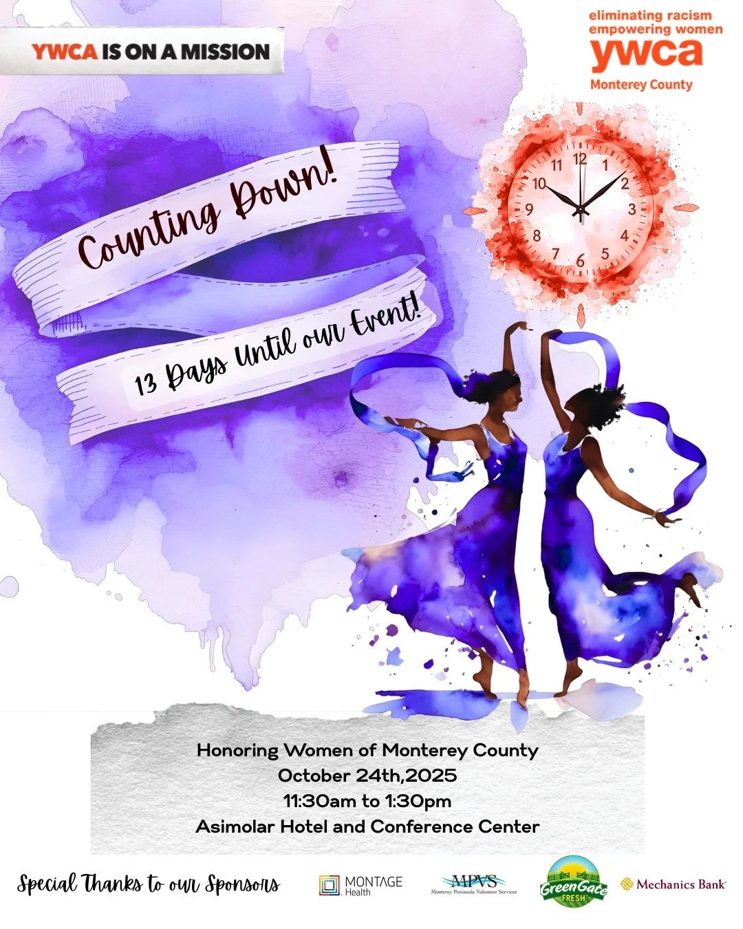 🌟✨ Just 13 days to go until our #DomesticViolencefundraiser luncheon: Honoring Women of Monterey County! 🎉 We’re so excited to gather and celebrate the incredible women who inspire change and resilience in our community. Your support is esse