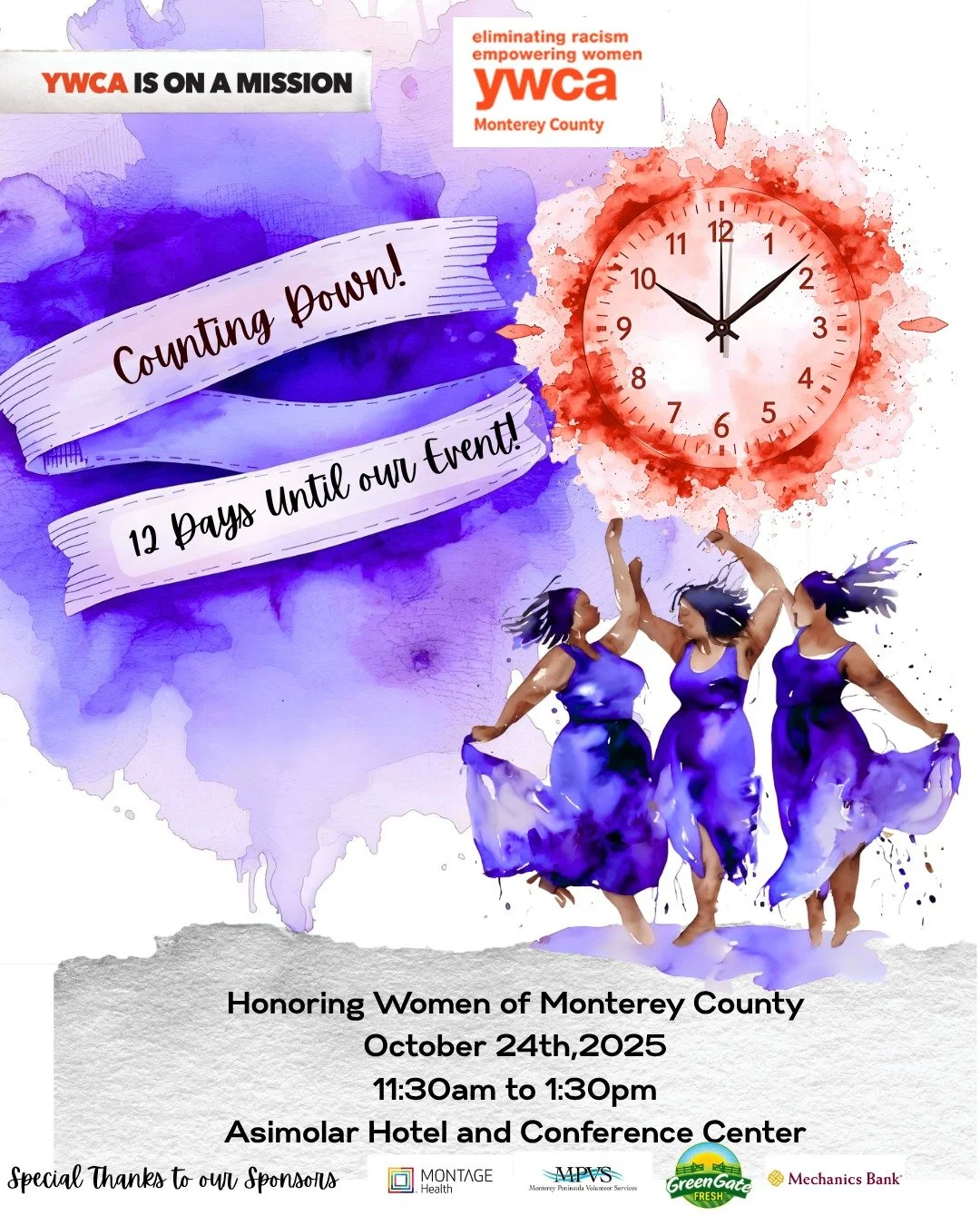 🌟 Just 12 days until we gather to honor the incredible women of Monterey County! 🎉 Your support is vital in uplifting survivors of domestic violence. Let’s make a difference together! at our #DomesticViolenceAwarenessfundraiser 💜
🗓 Date: 10