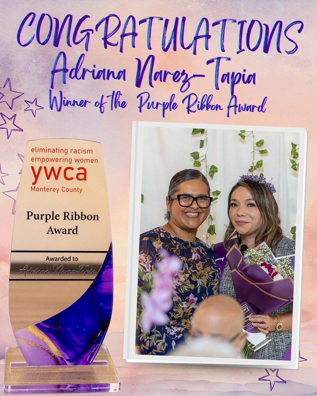 🌟 Congratulations to @AdrianaNarez-Tapia for receiving the prestigious Purple Ribbon Award at our recent luncheon on October 24th! 🎉 

Adriana, your dedication and passion shine brightly, and we are so proud to honor you for your incredible journey