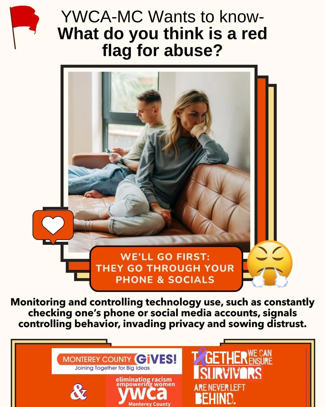 🌟 **Let's Talk About Red Flags** 🌟 Recognizing the signs of abuse is crucial for safety and support. We want to hear from you! 💬  Your insights can help others understand and identify these important signs. Share your thoughts in the comments belo