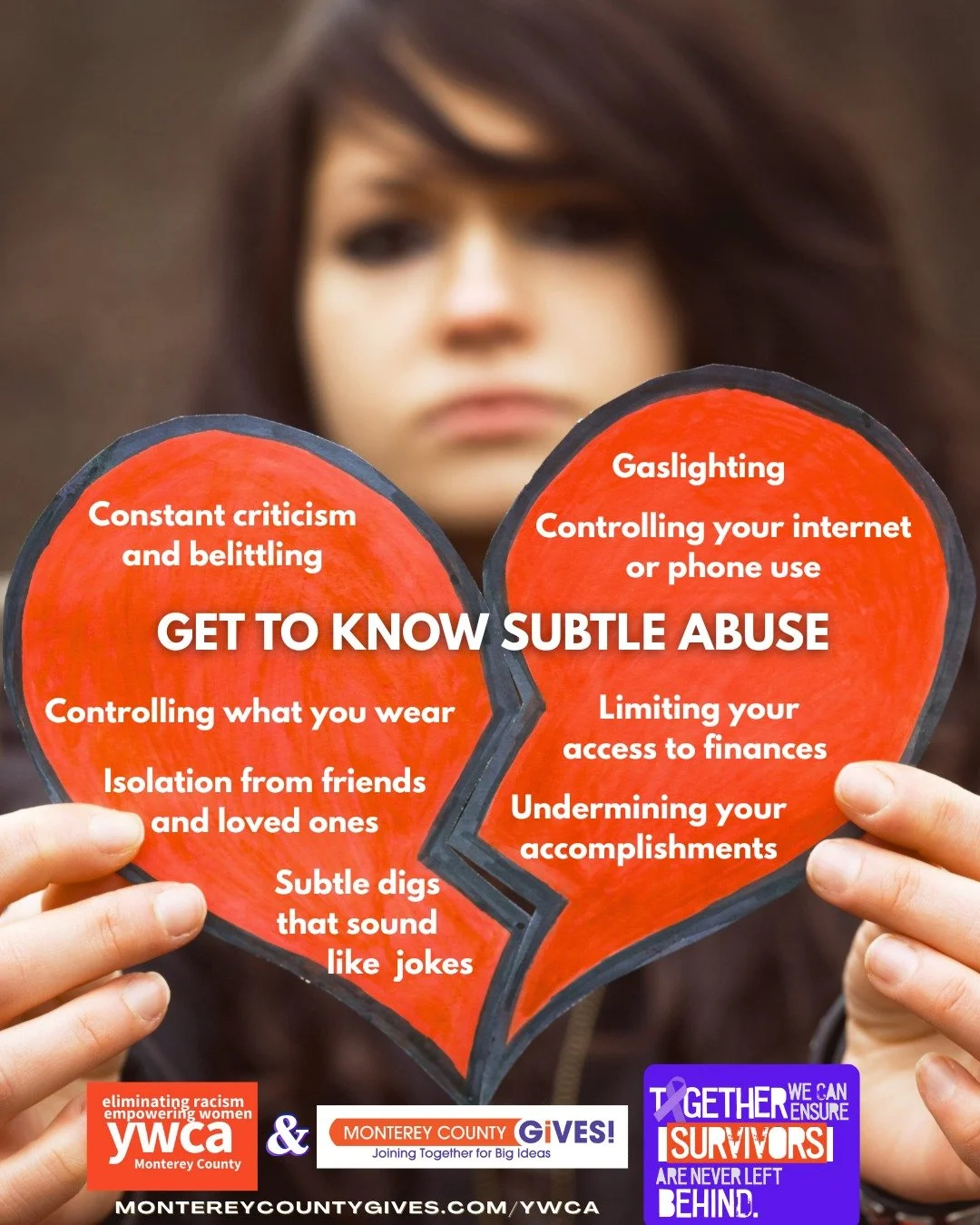 🌟 Subtle abuse can make you question your reality. During the stress of the holidays, expectations and power struggles can arise. Remember, abuse is about power and control which begins in subtle ways. 

If you or someone you know is experiencing si