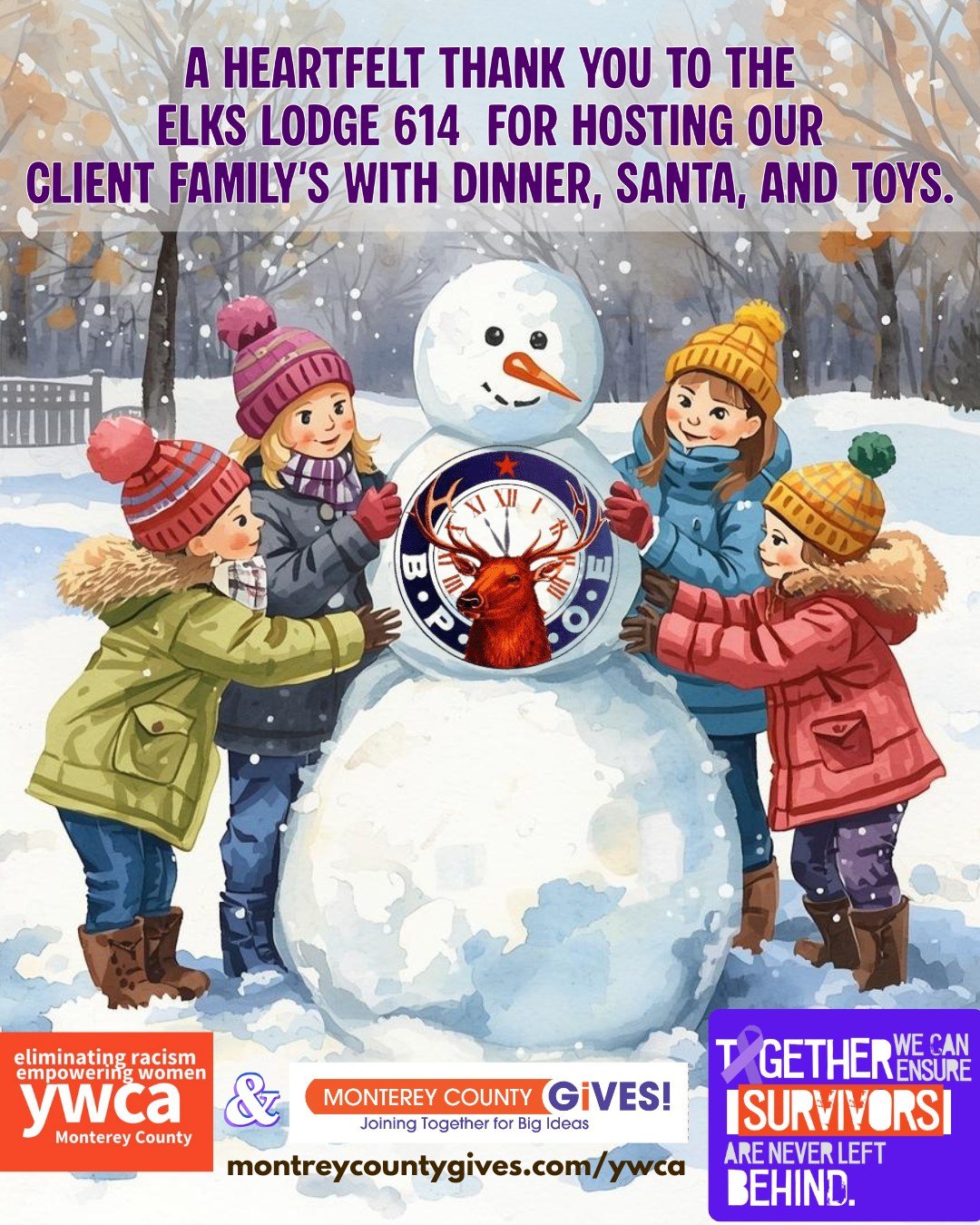 💖✨ A Heartfelt Thank You to @elkslodgesalinas_614 🎉 We are incredibly grateful for the amazing holiday event you hosted, bringing joy to 60 of our client families! From the delicious dinner to the magical visit from Santa and the thoughtful gifts, 