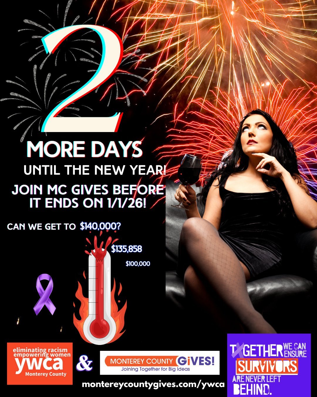 🌟✨ Just 2 days left to be part of something BIG! Join Mc Gives and help us make a lasting impact in Monterey County! 🌊❤️ Your donation fuels change, supports the local community, and uplifts those struggling in abusive relationships.  Don't wait&md