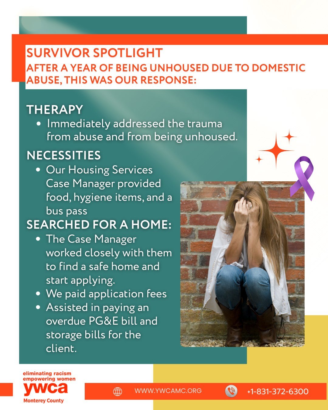 💜✨ Survivor Spotlight: Today, we celebrate an incredible journey of resilience and hope! 🌟 
The biggest fear leaving an #abusiverelationship is becoming unhoused. Our client faced a year of it due to #domesticabuse. 

We immediately began with ment