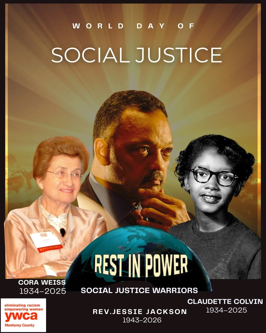 🌍✨ On this International Day of Social Justice, we take a moment to honor the incredible legacies of Cora Weiss, Rev. Jesse Jackson, and Claudette Colvin, who we sadly lost this calendar year. Their unwavering commitment to justice and equality has 