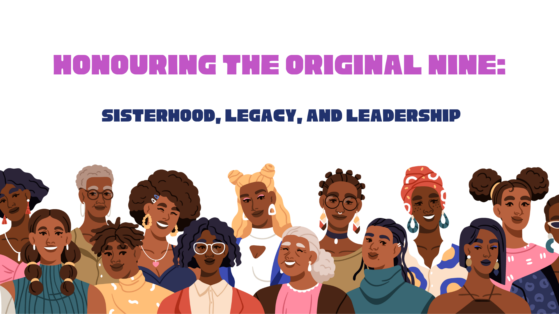 A large group of unique women of colour with the title overhead