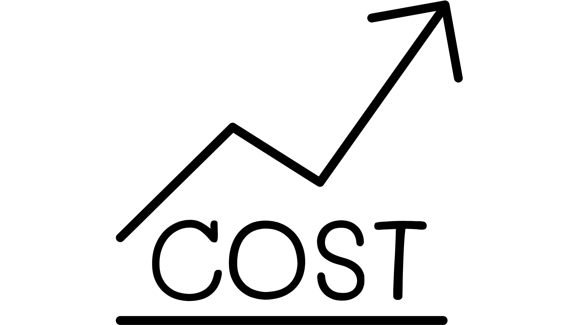 The words cost with an increasing arrow above it