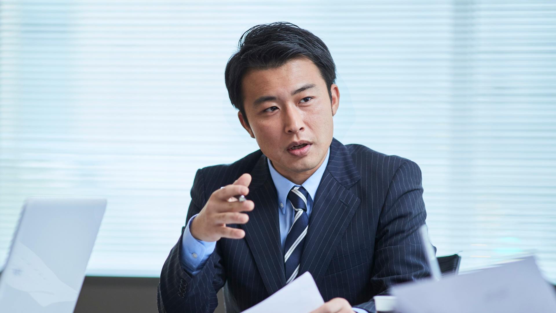 A man wearing a business suit