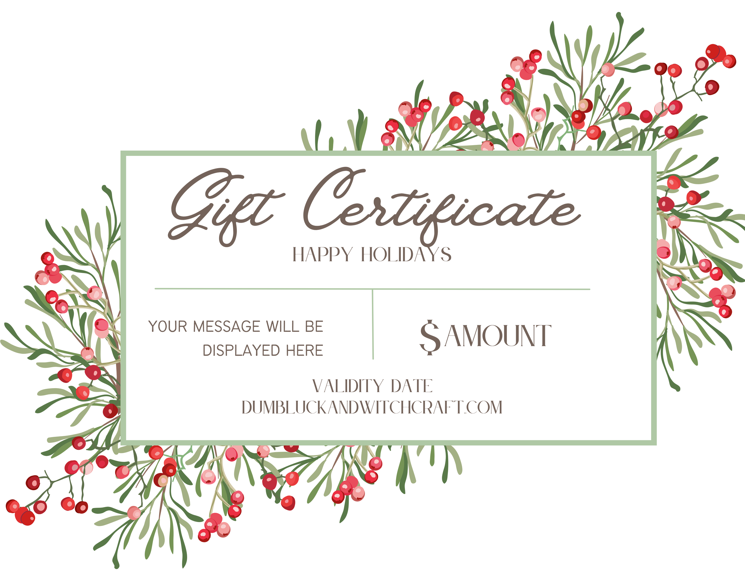 Dumb Luck & Witchcraft Holiday Gift Certificate