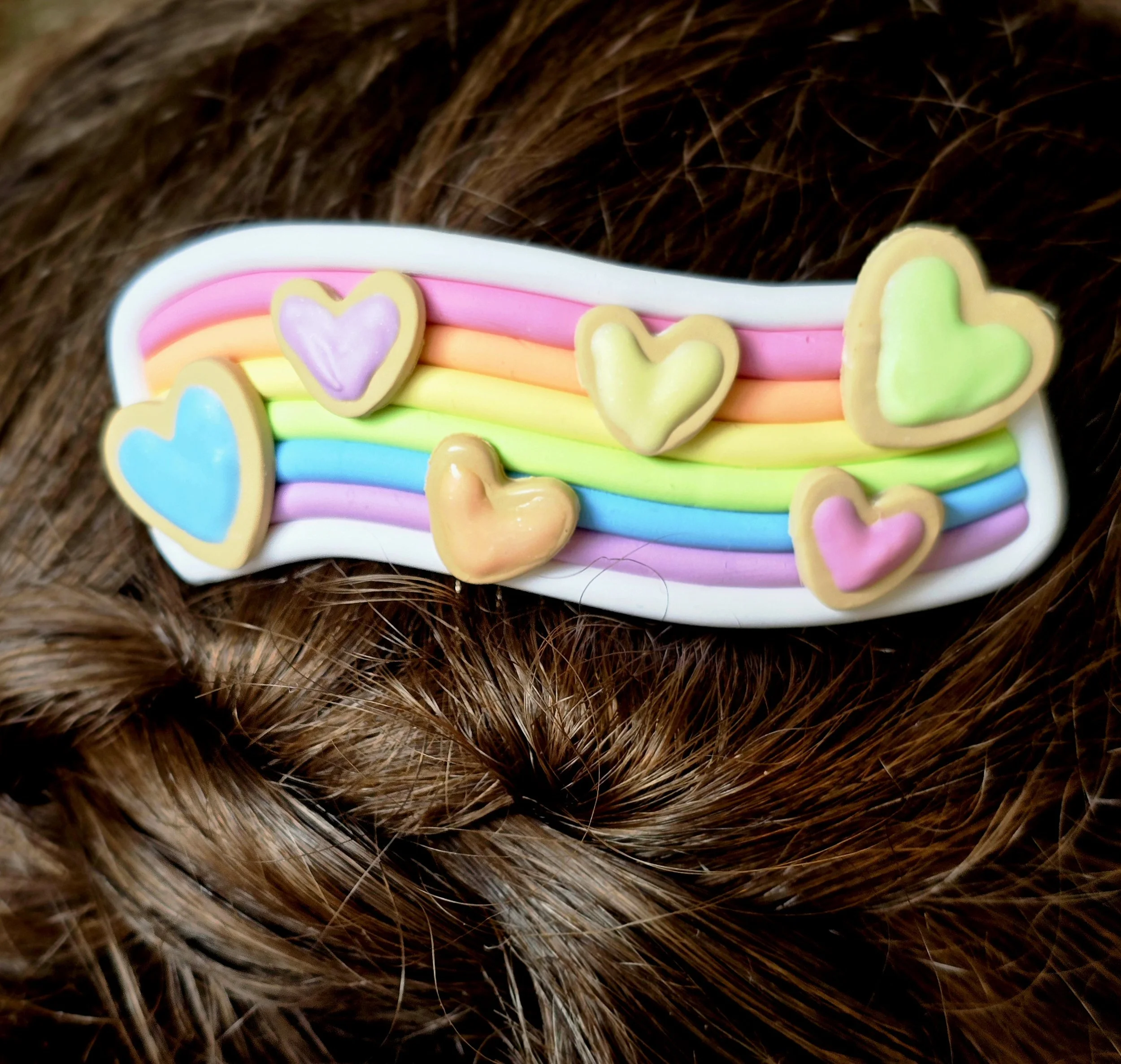 Pastel Cookies (Blue  & Green) - Sculpted Decorative Hair Comb - OOAK