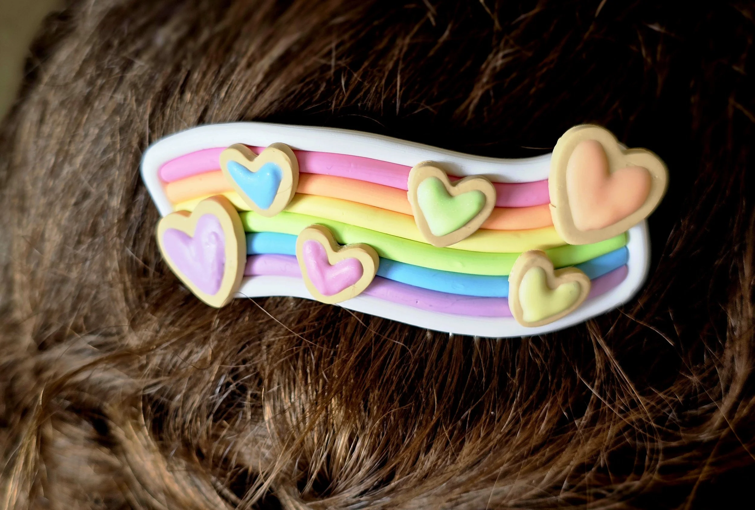 Pastel Cookies (Purple & Peach) - Sculpted Decorative Hair Comb - OOAK