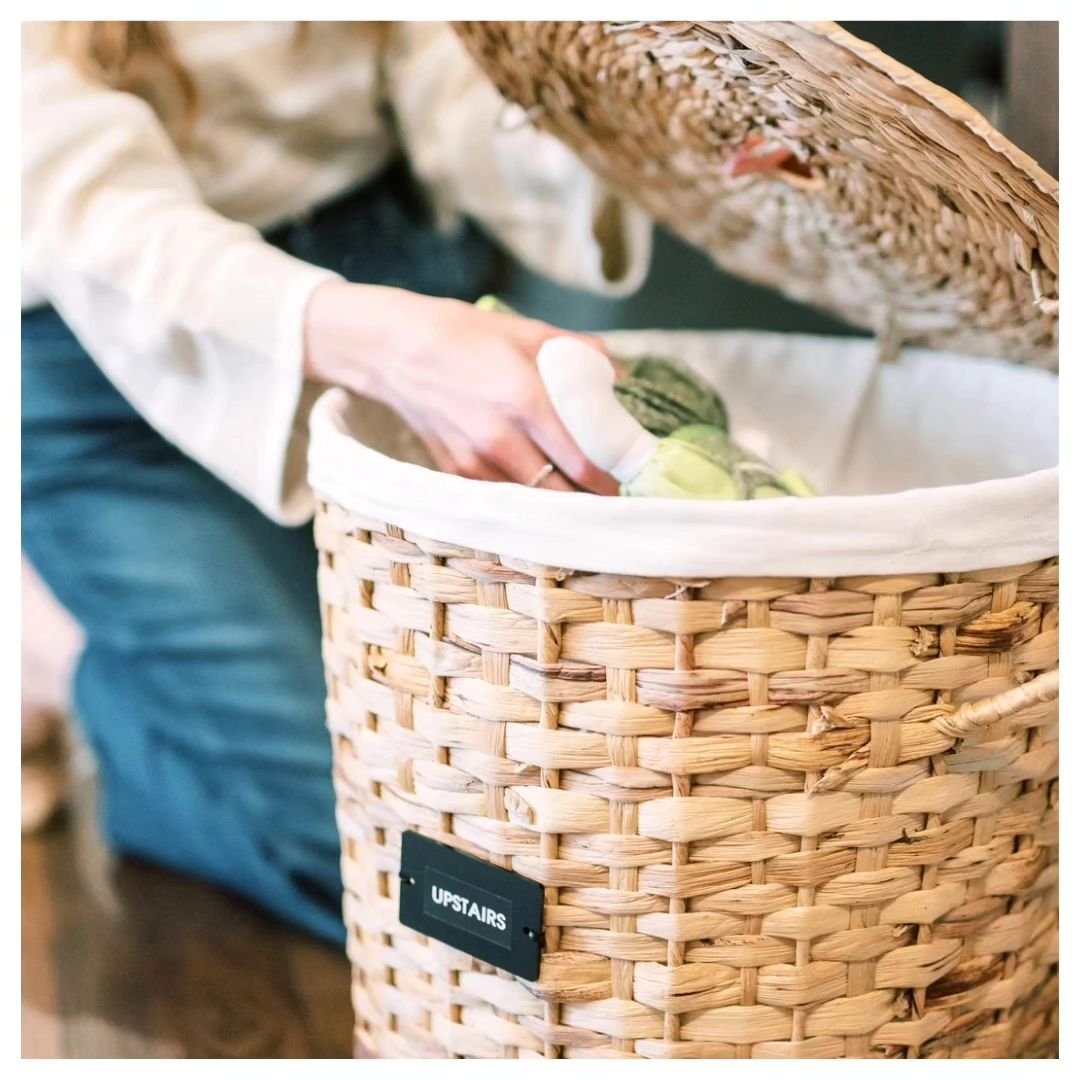 Do you find yourself constantly bringing items upstairs and downstairs all day long?!

Add a basket labeled &quot;upstairs&quot; and toss items in all day long. At the end of the day, bring the basket upstairs and put everything away! ✨️

#momlife #p