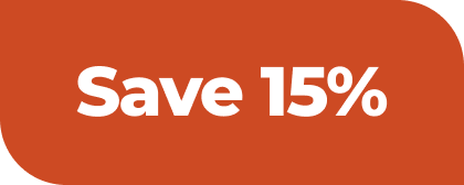 Orange coupon with white text that says "Save 15%".