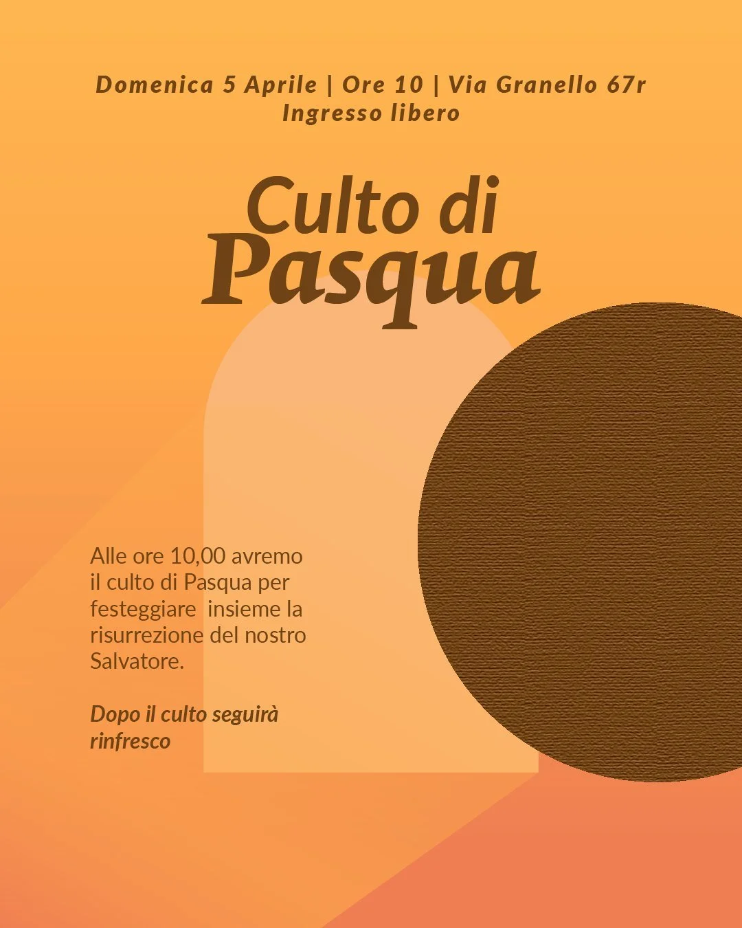 Pasqua &egrave; il fondamento su cui tutta la fede cristiana si radica. Se Ges&ugrave; non fosse risorto, non ci sarebbe cristianesimo, per&ograve; la tomba &egrave; vuota, Ges&ugrave; &egrave; vivo. C'&egrave; una speranza certa per chi crede in Cri