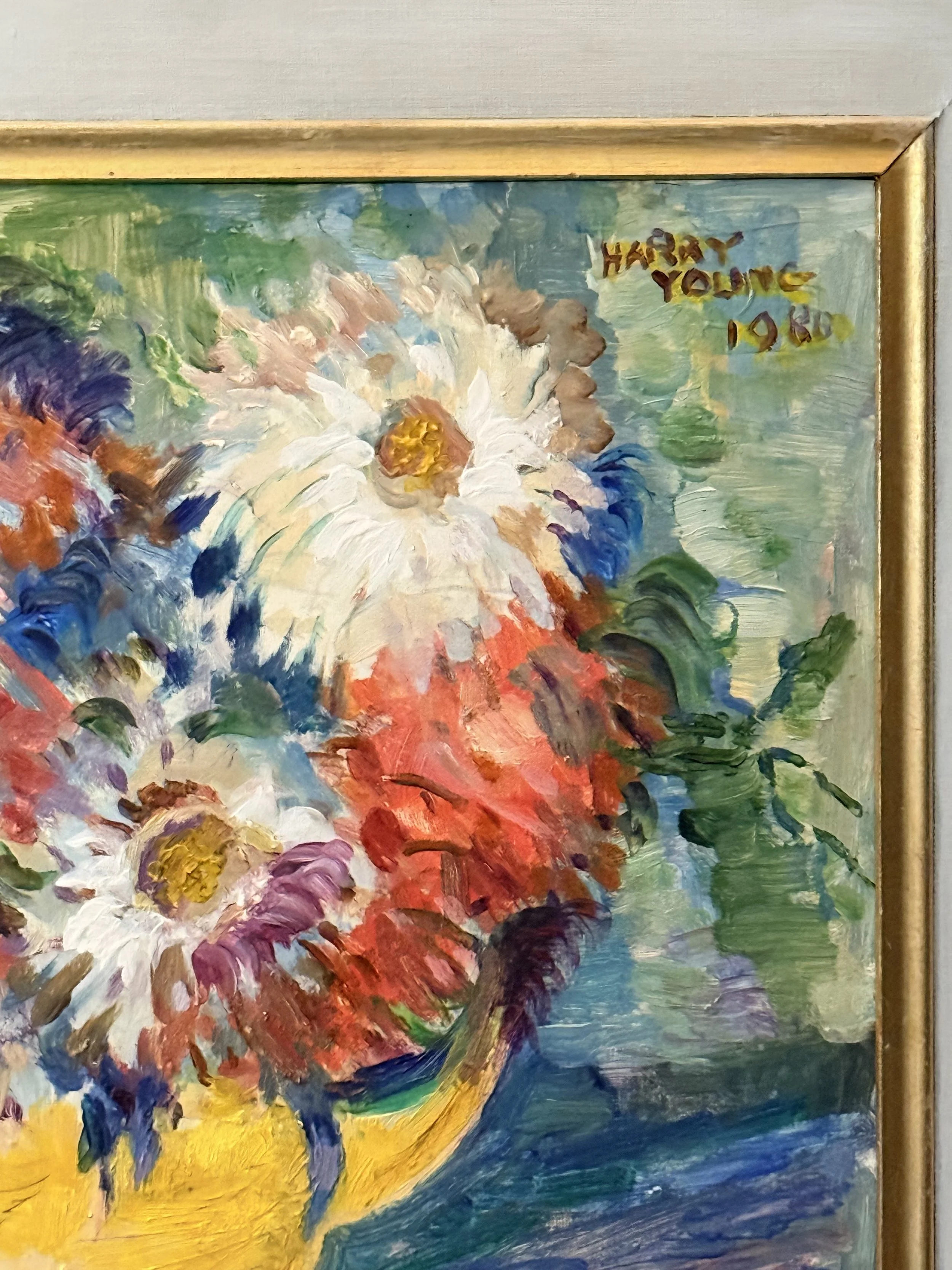 Vintage Floral Painting by Harry Young