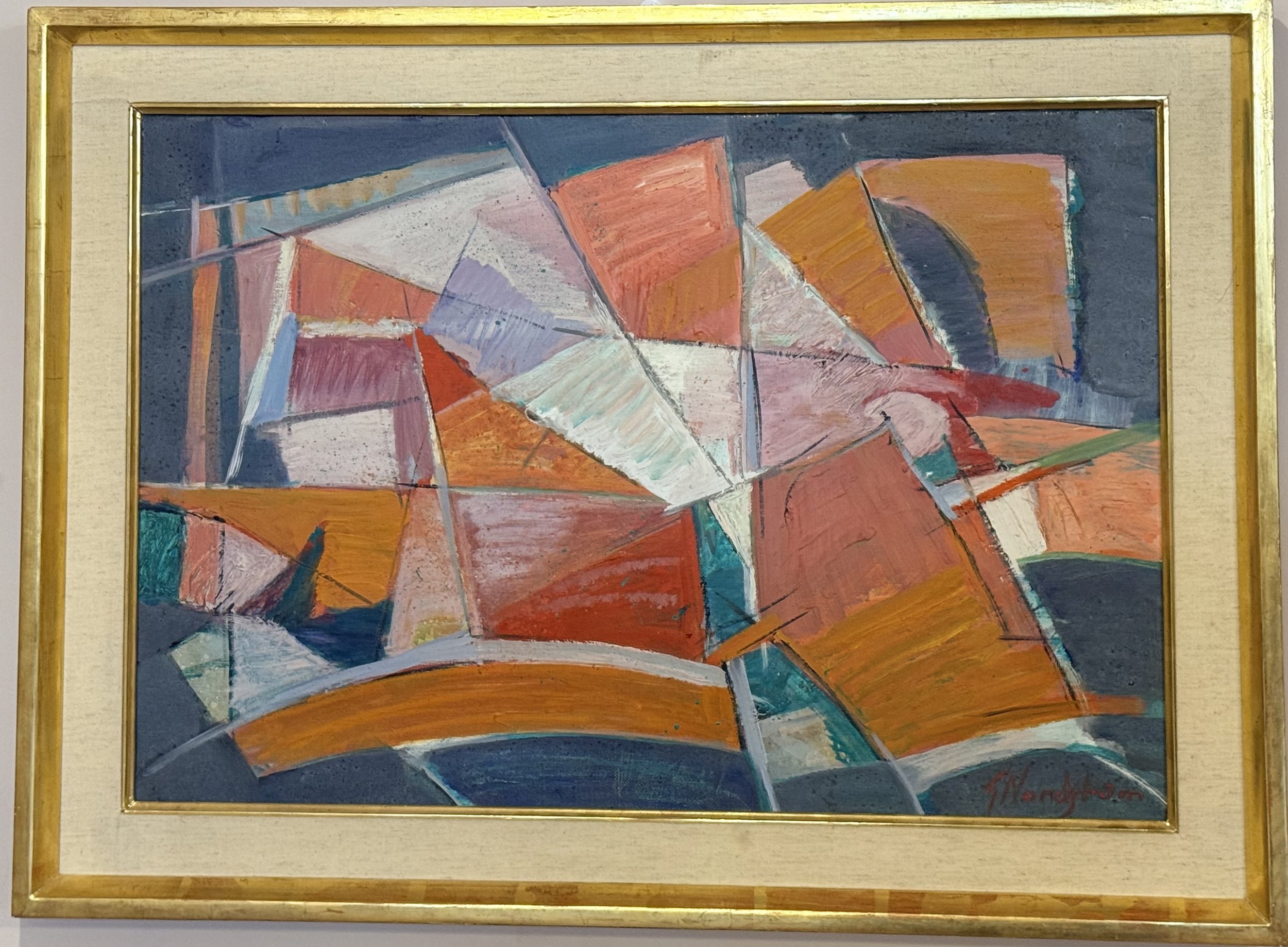 Stunning Cubist Abstract - Pink & Orange