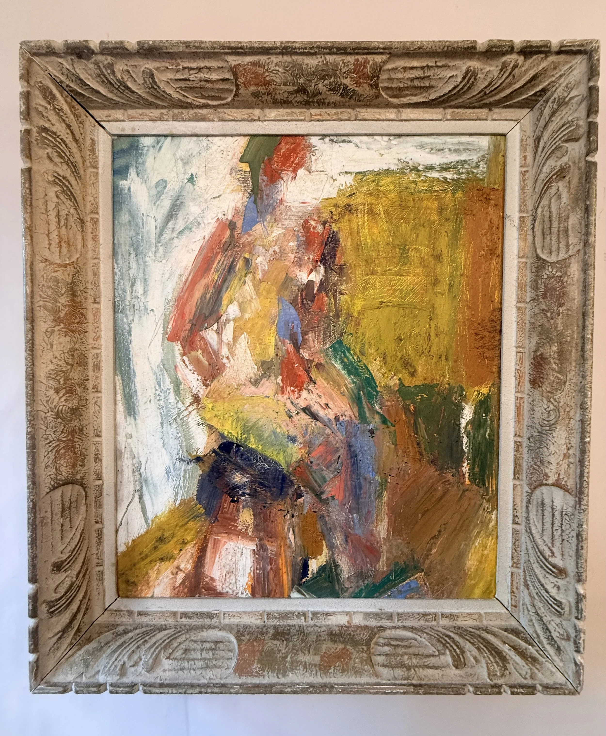 Yellow abstract nude - Oil on board