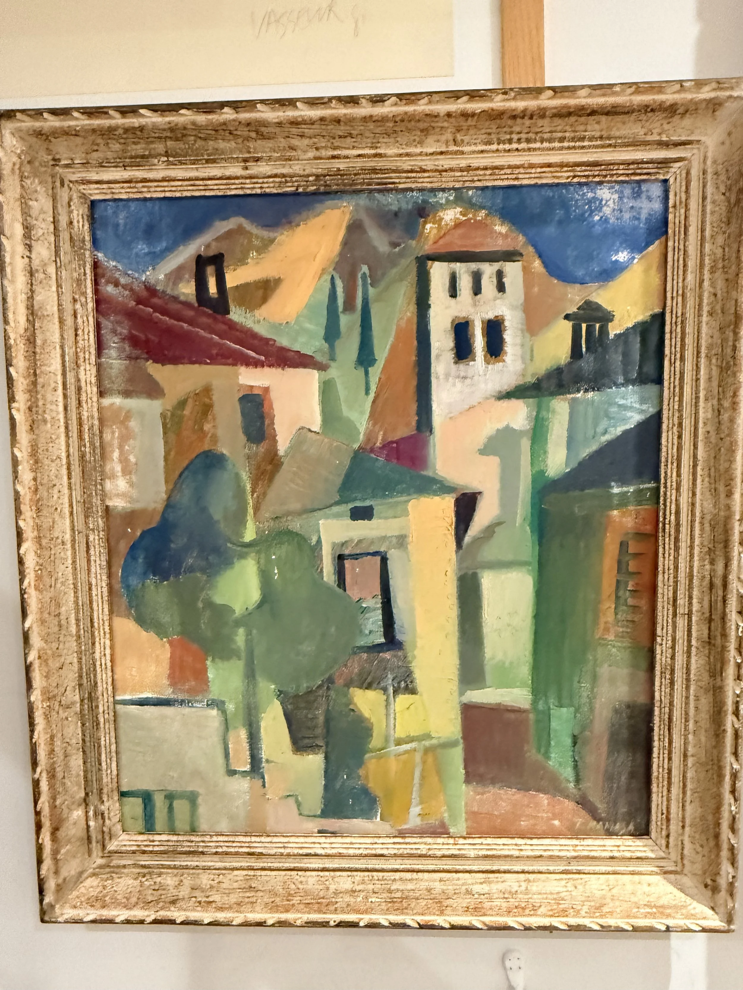 Cubist Mountain Village Oil on Canvas