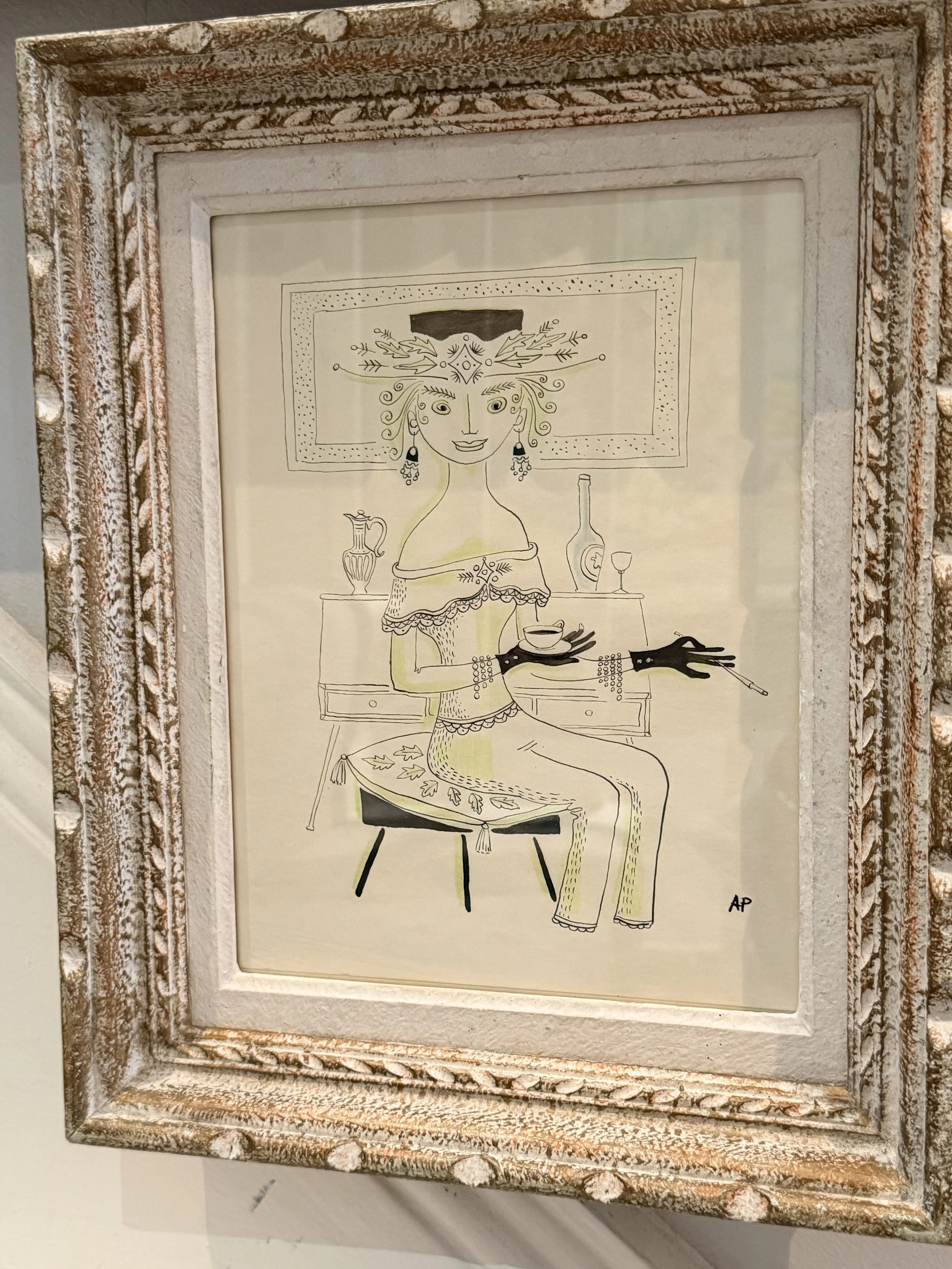 Audrey Pilkington Drawing lady with cigarette