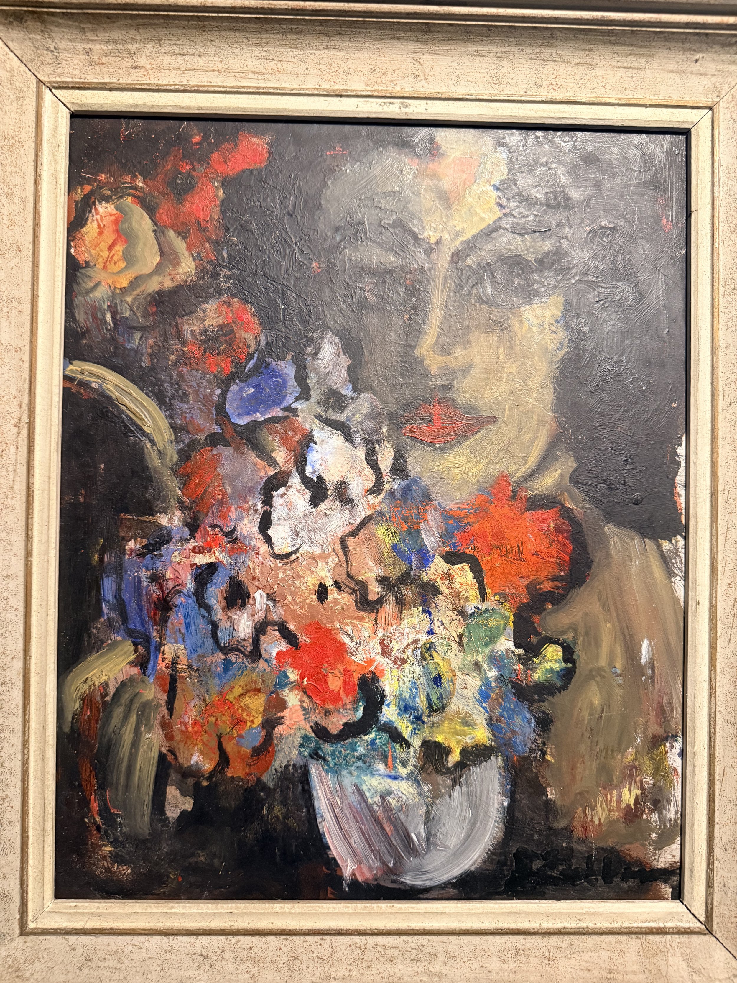 Beautiful expressionist Portrait with flowers