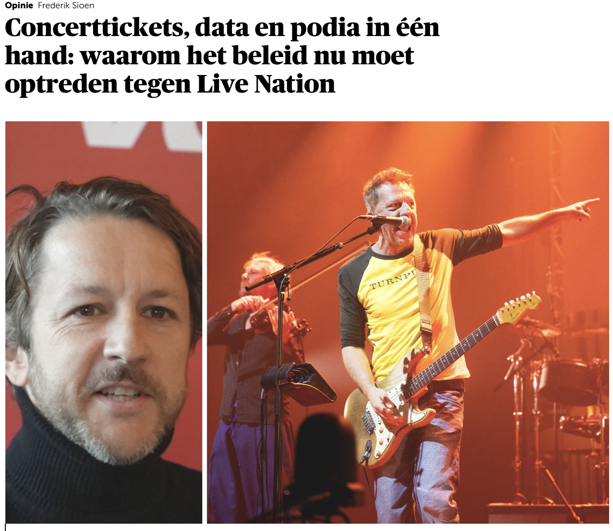 Opinie in De Morgen: “Waarom het beleid nu moet optreden tegen Live Nation.”