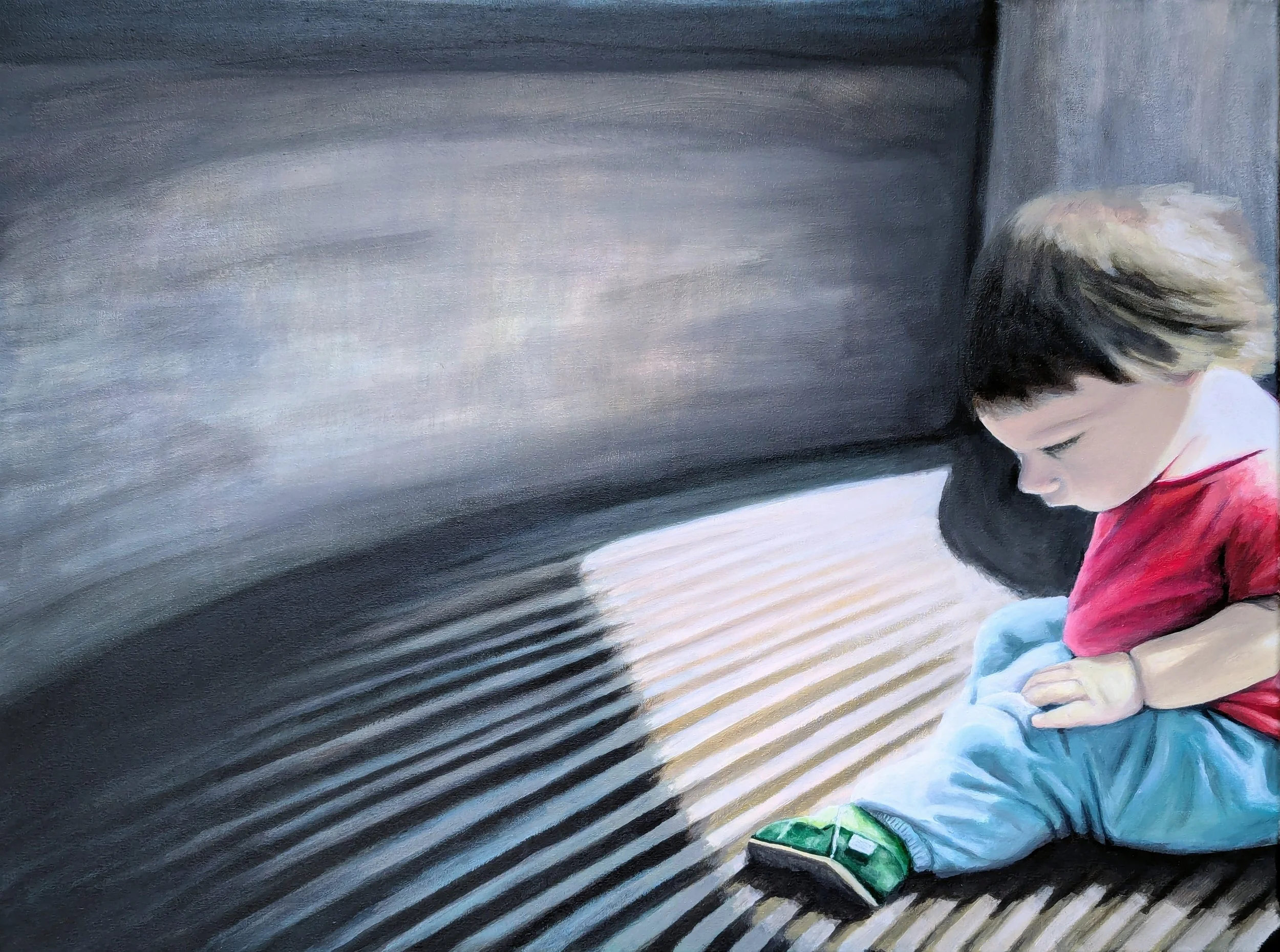 "Balcony Sunbeam" (acrylic on canvas, 60 x 80 cm)