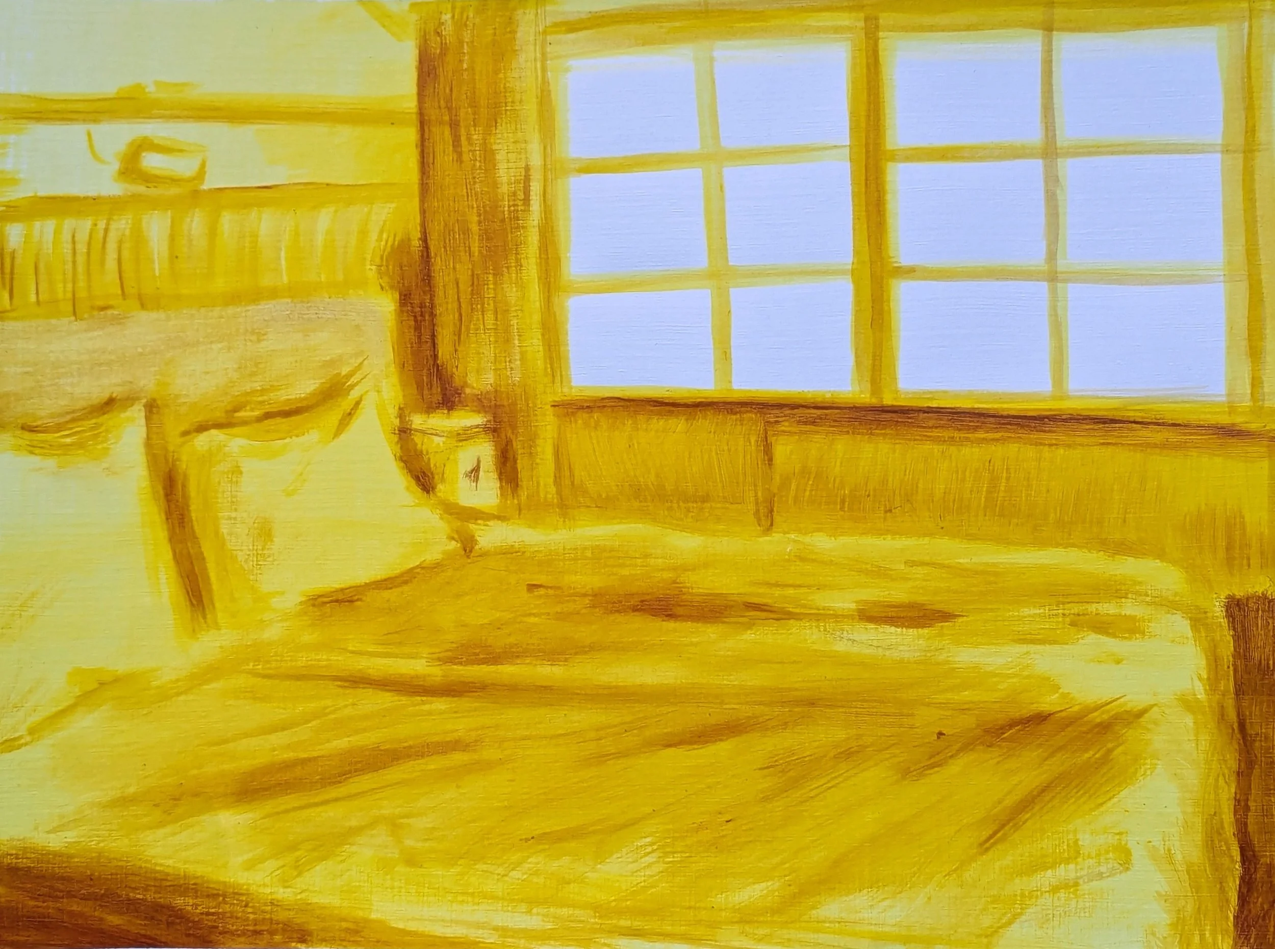 yellow bedroom acrylic painting